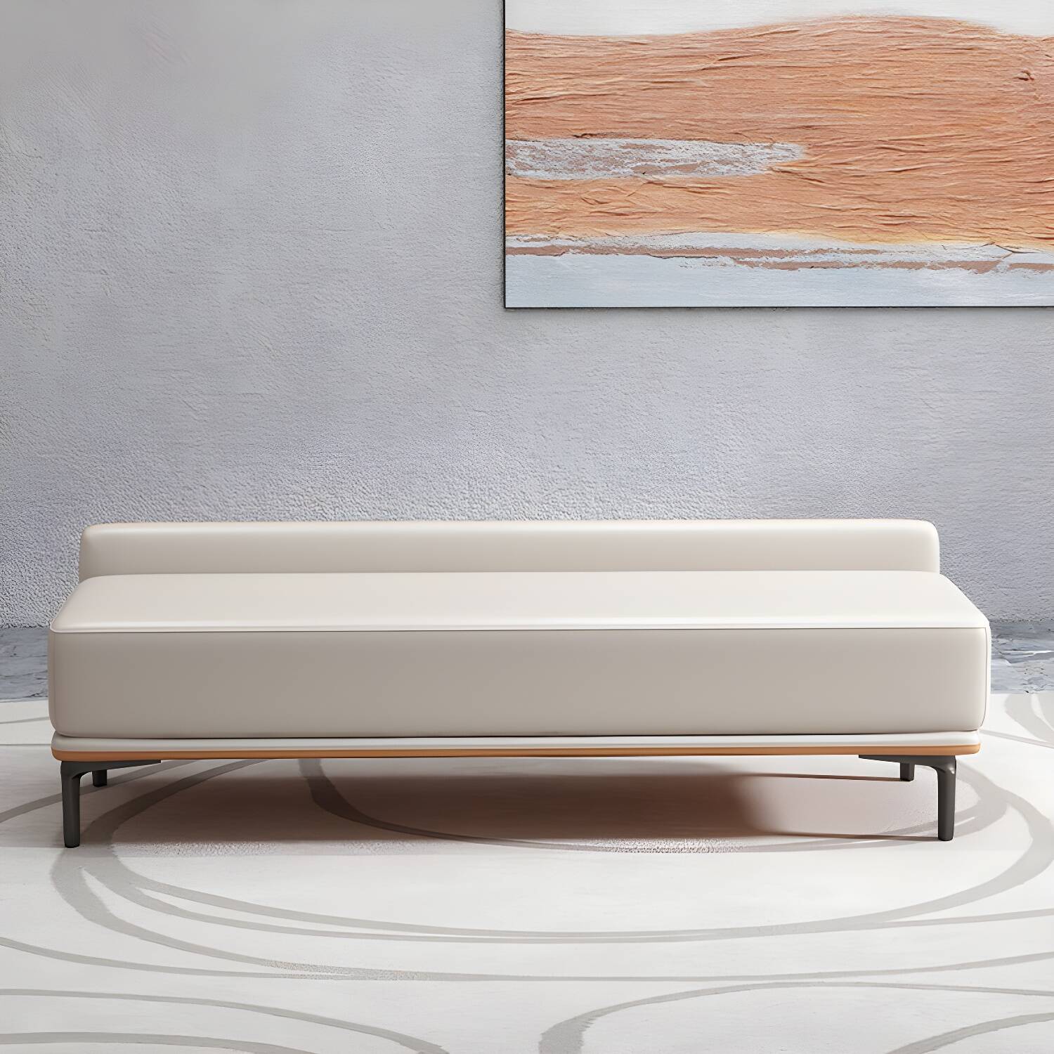 Modern Cushioned Seating Bench Backrest Entryway and Bedroom Bench