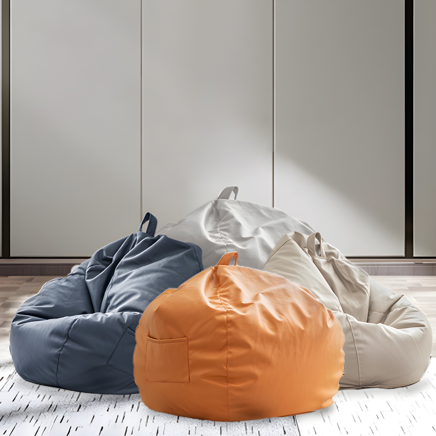 Faux Leather Bean Bag Cover Machine Washable Bean Bag Cover with Handle