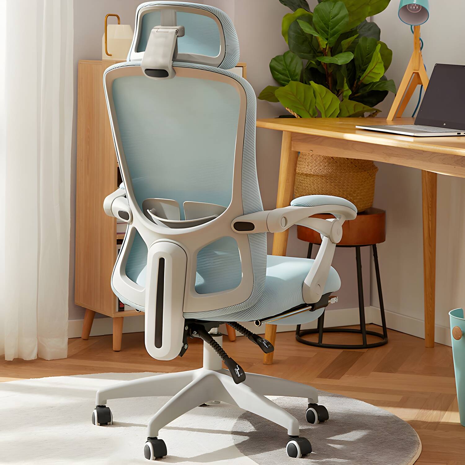 Modern Padded Arms Office Chair No Distressing Ergonomic Slide Chair