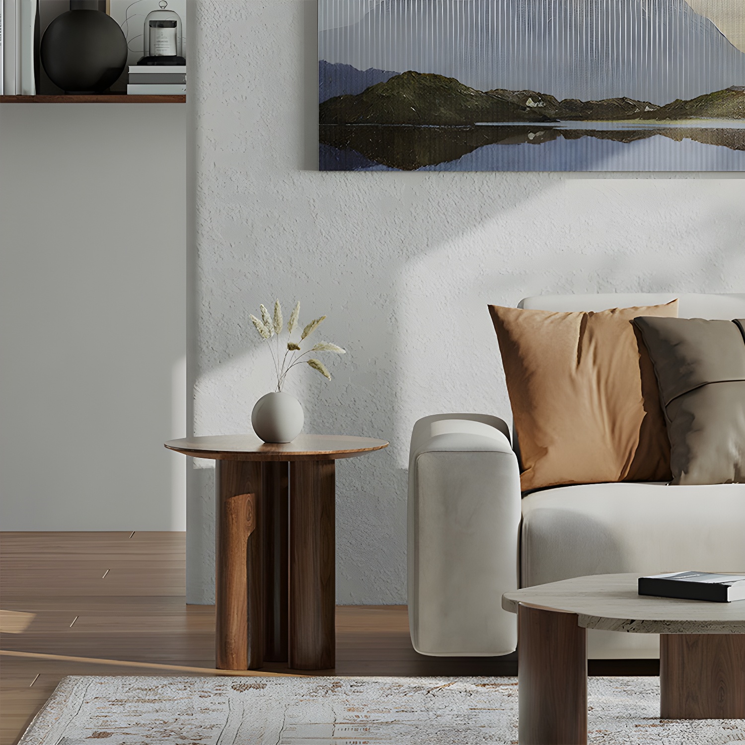 Rustic Side End Snack Table Brown Living Room Round 3 Legs Corner Table