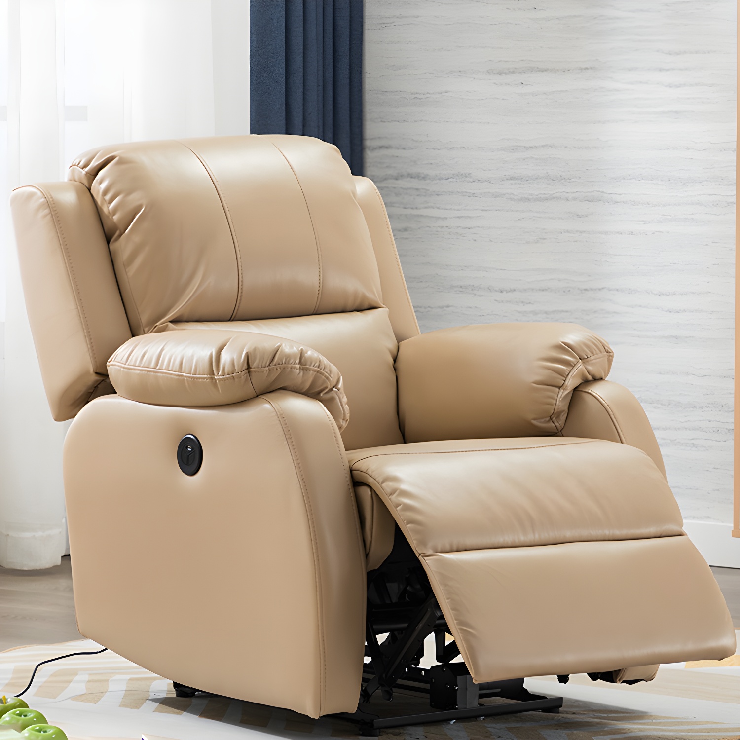 Metal Frame Swivel Rocker Standard Recliner Solid Colour Recliner Chair