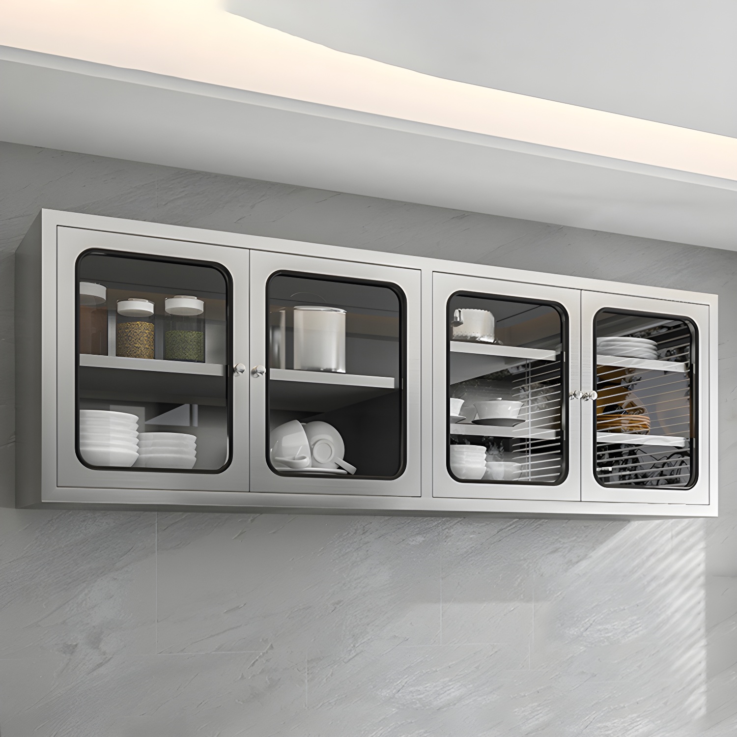 Modern Wall Mounted Display Stand Metal Storage Cabinet for Dining Room