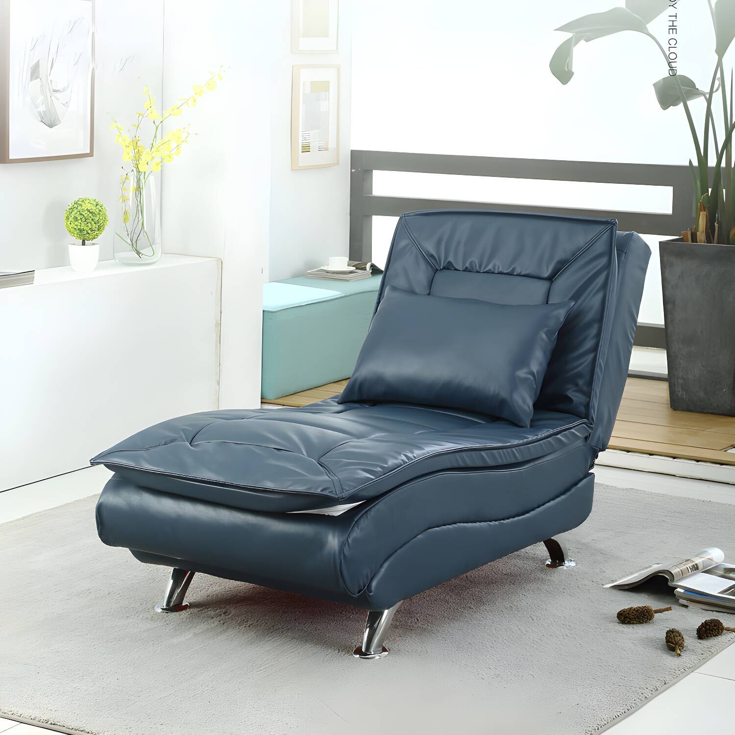 Modern Chaise Adjustable Chaise Lounge Chair for Living Room with Metal Base