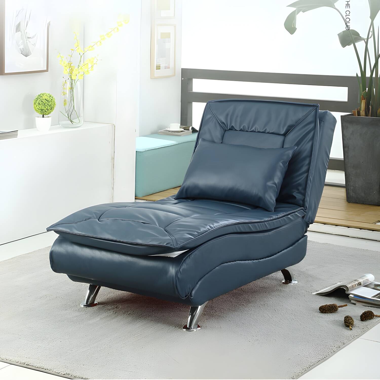 Adjustable Chaise Lounge Chair for Living Room with Metal Base