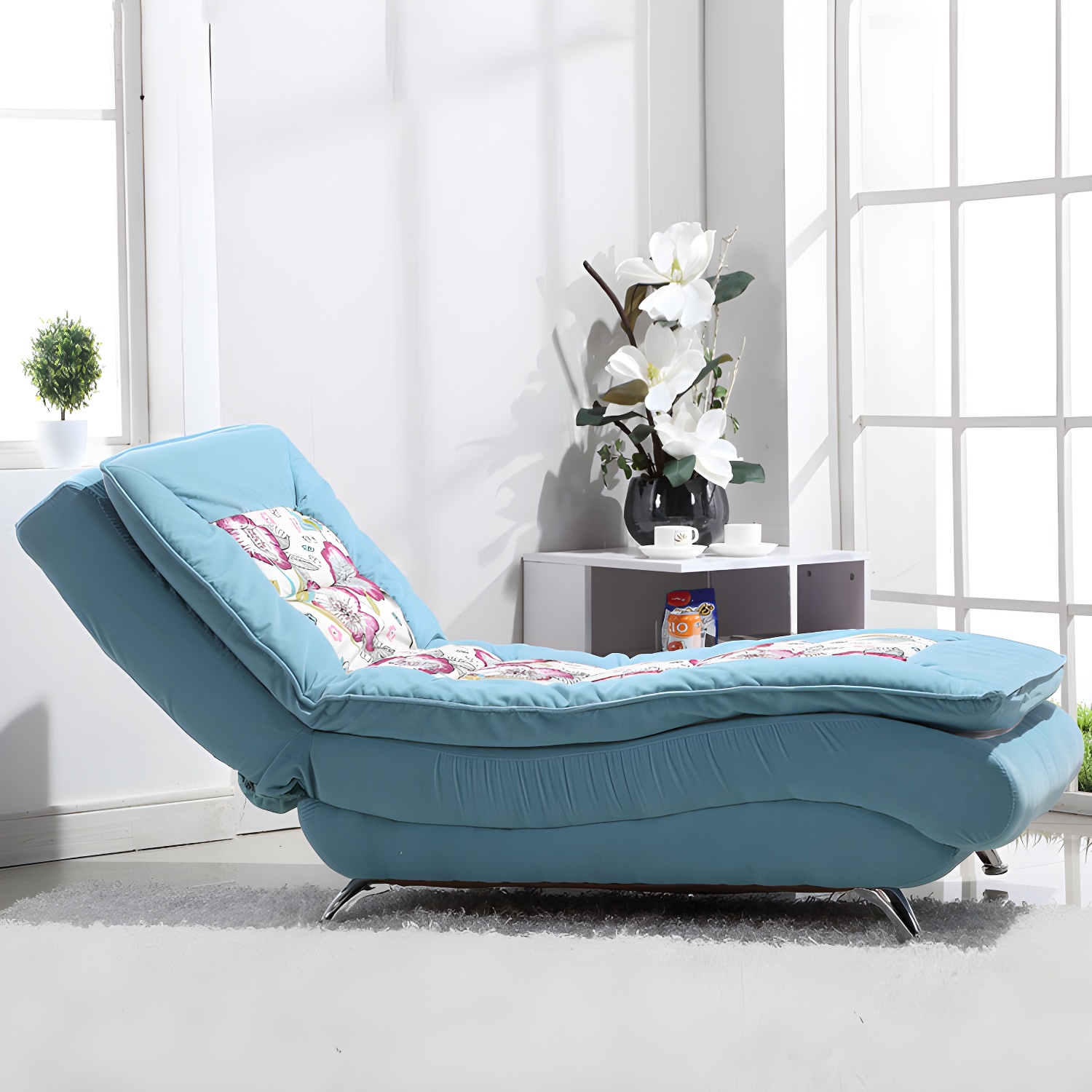 Modern Cushioned Chaise Lounge Armless Chaise for Living Room Adjustable Chaise