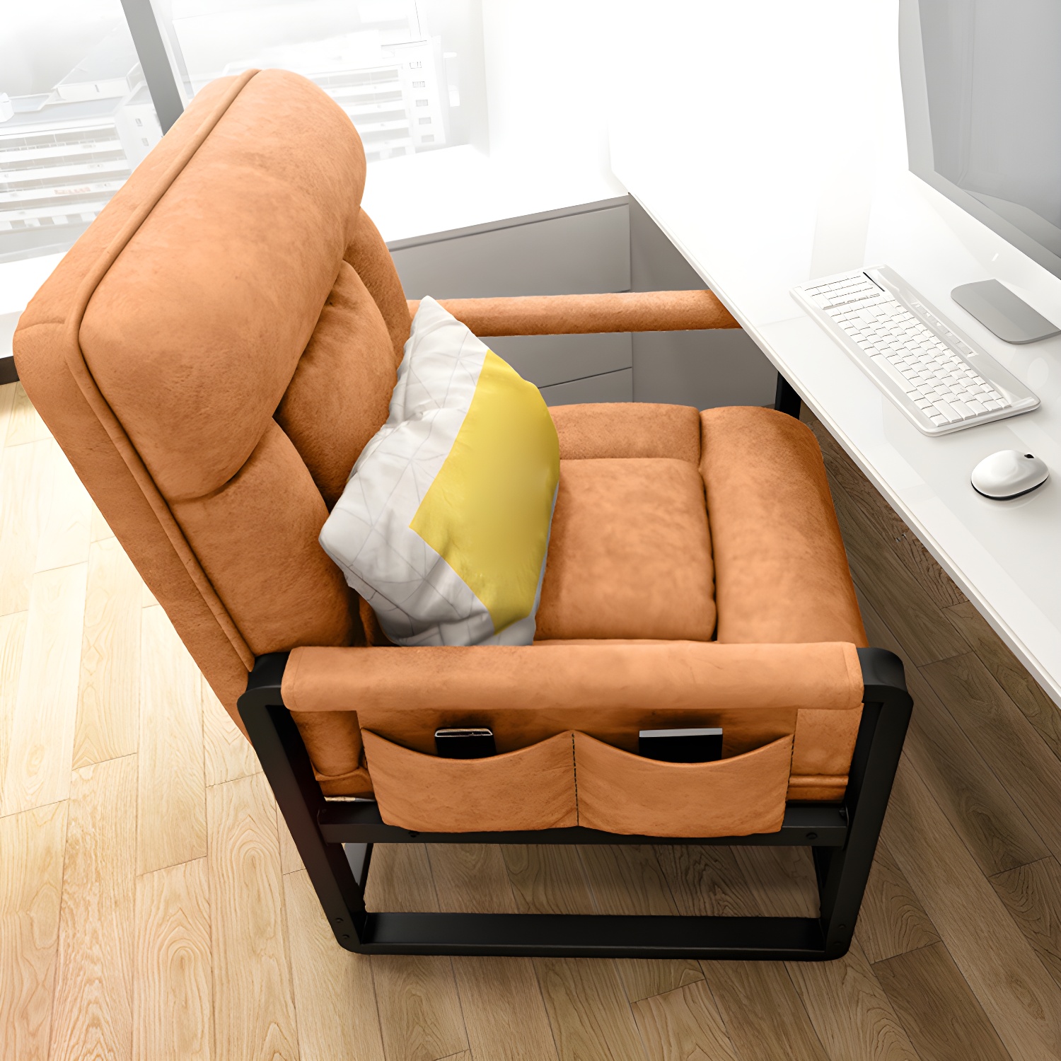 Contemporary Ergonimic Recliner with Side Pockets and Metal Legs