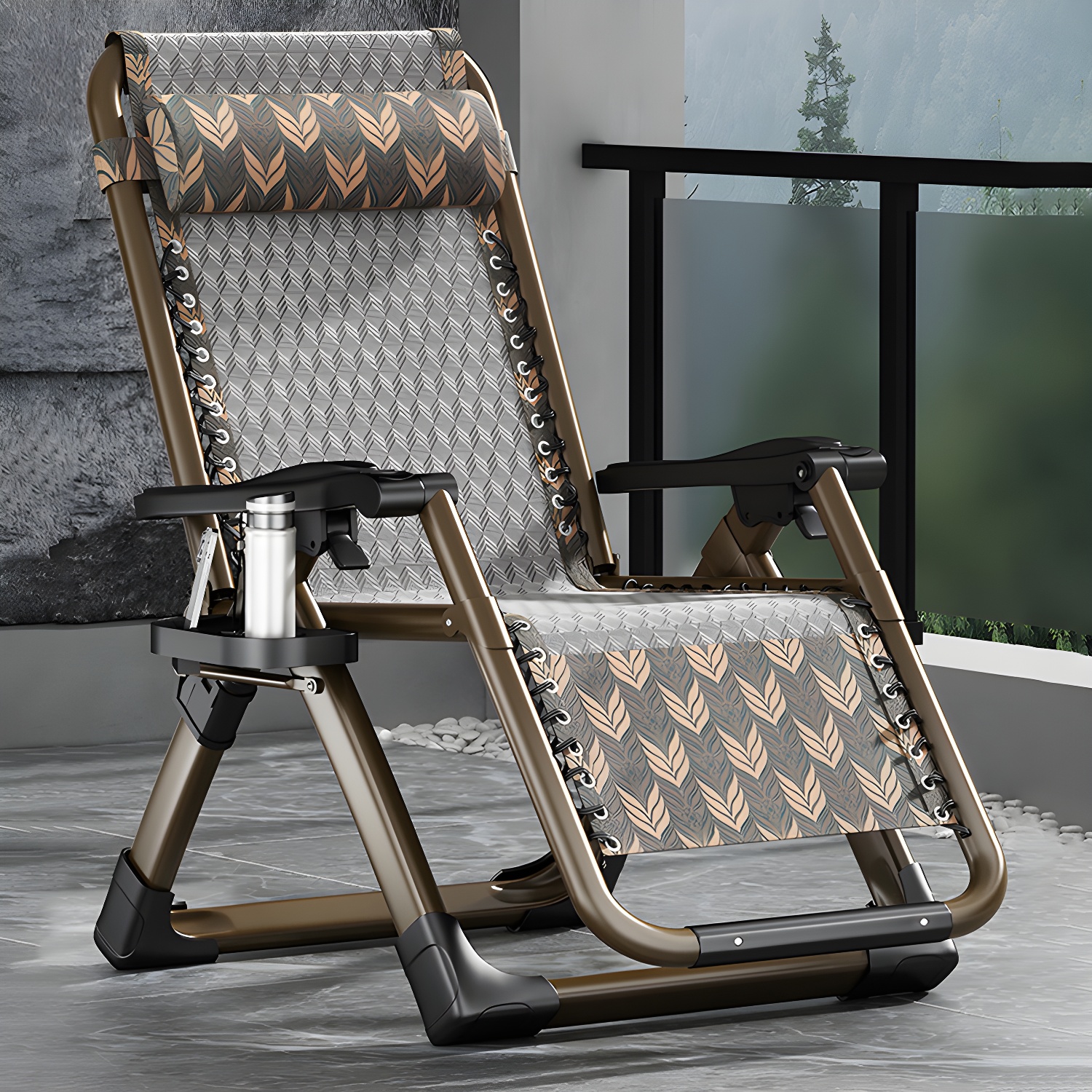 Contemporary Single Ergonimic Recliner with Legs and Pillow Metal Solid Colour