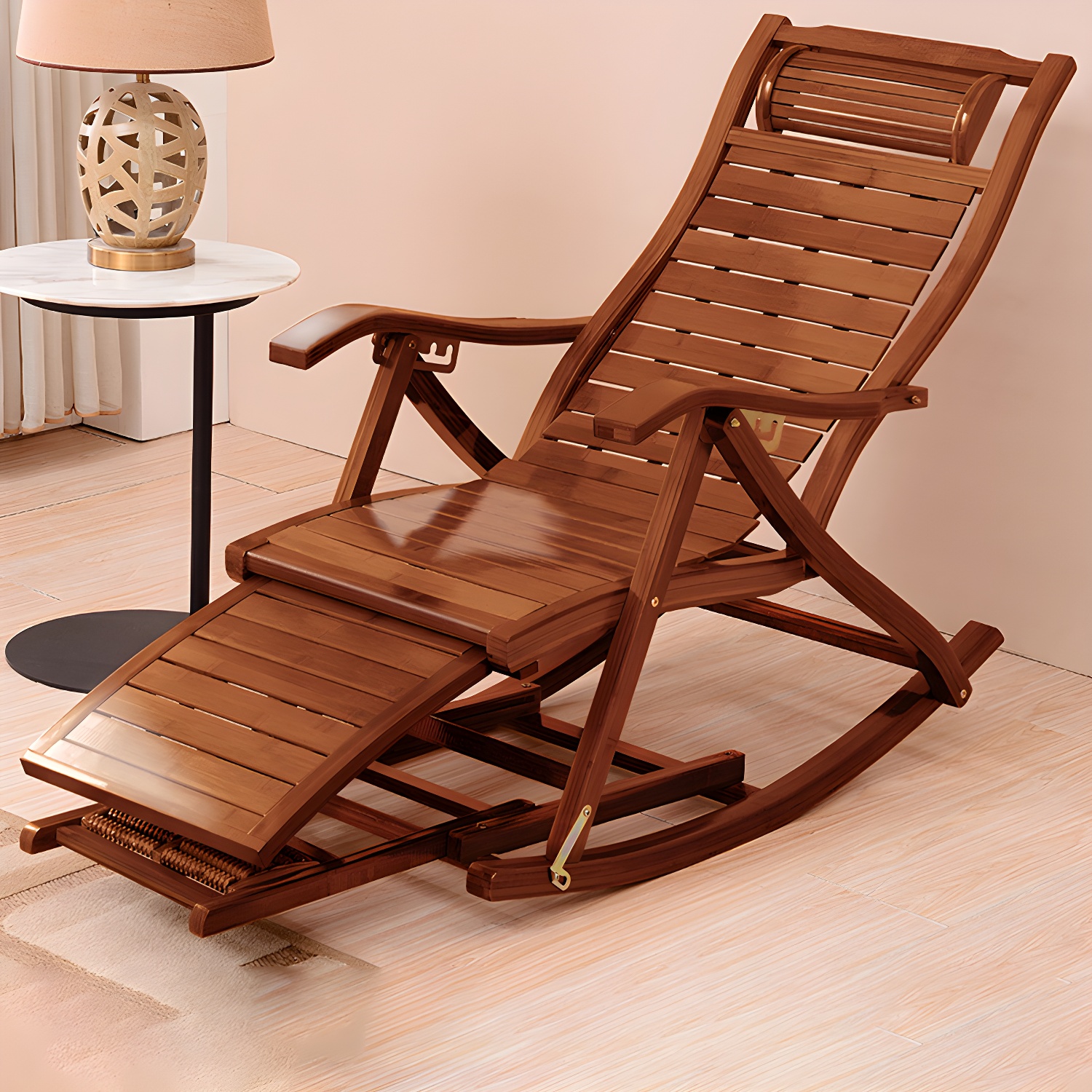Traditional Solid Colour Standard Recliner Gliding Wooden Indoor with Arm