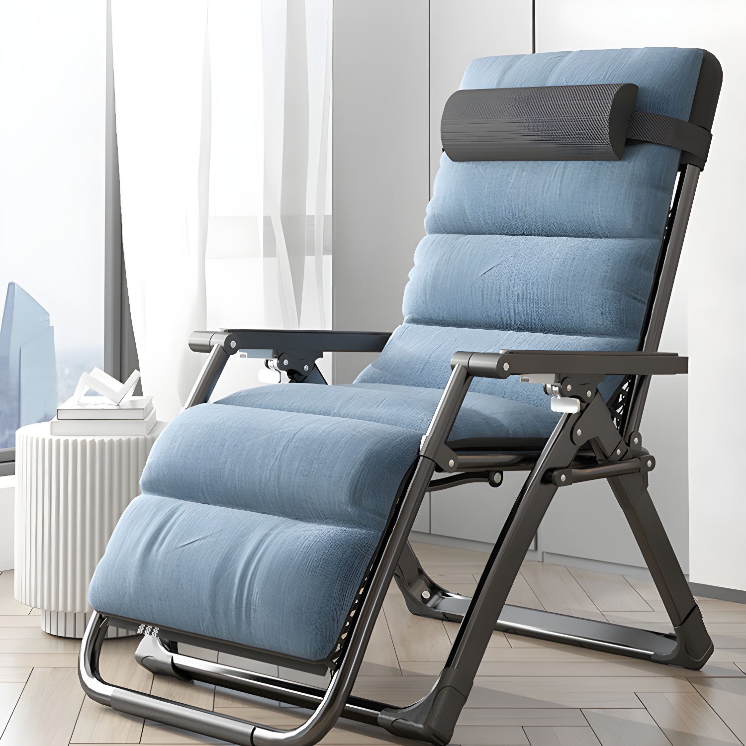 Modern Recliner Chair with Metal Frame and Removable Cushions