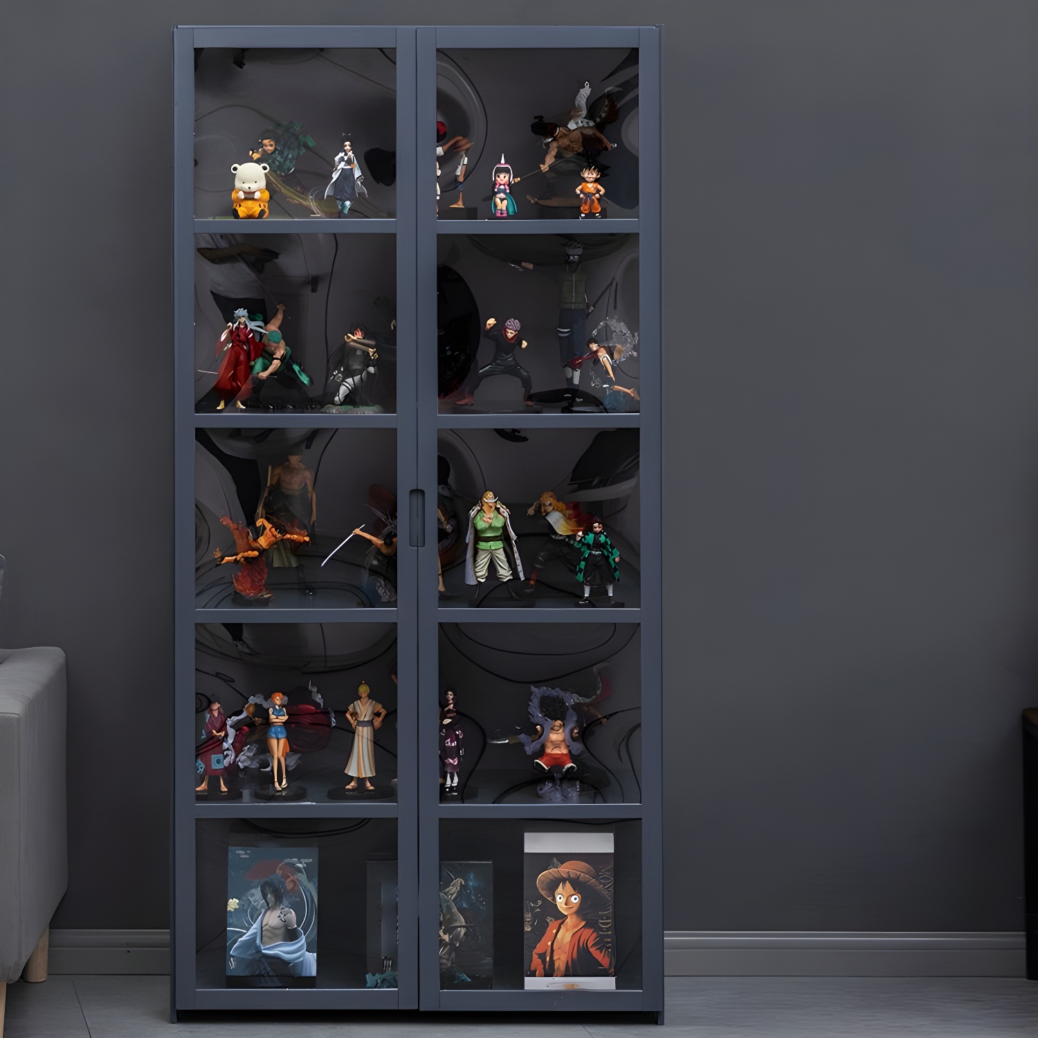 Bamboo Display Storage Cabinet Modern Multi-shelf Acrylic Door for Living Room