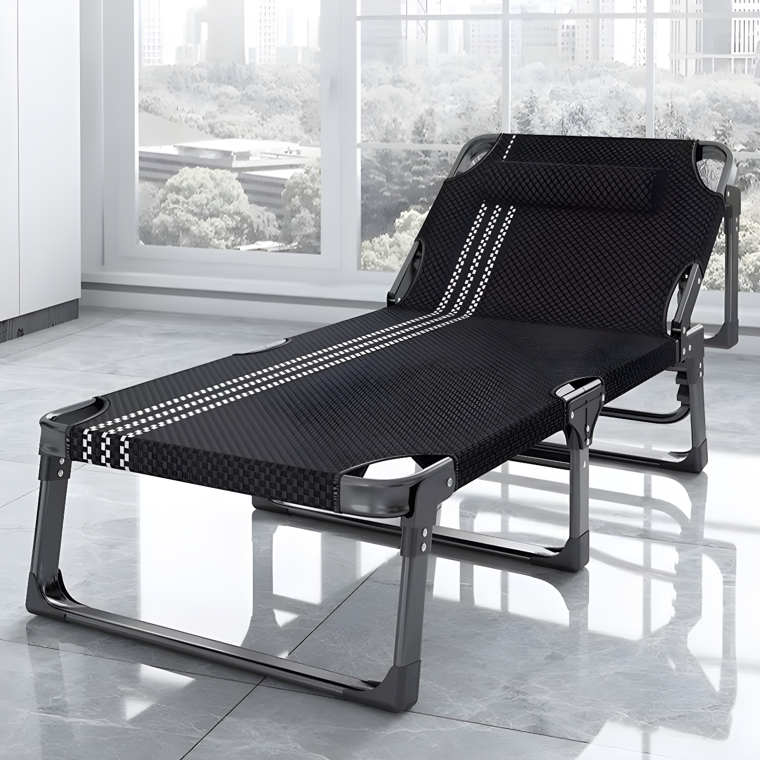 Modern 25.39" Wide Iron Frame Folding Standard Recliner Chair