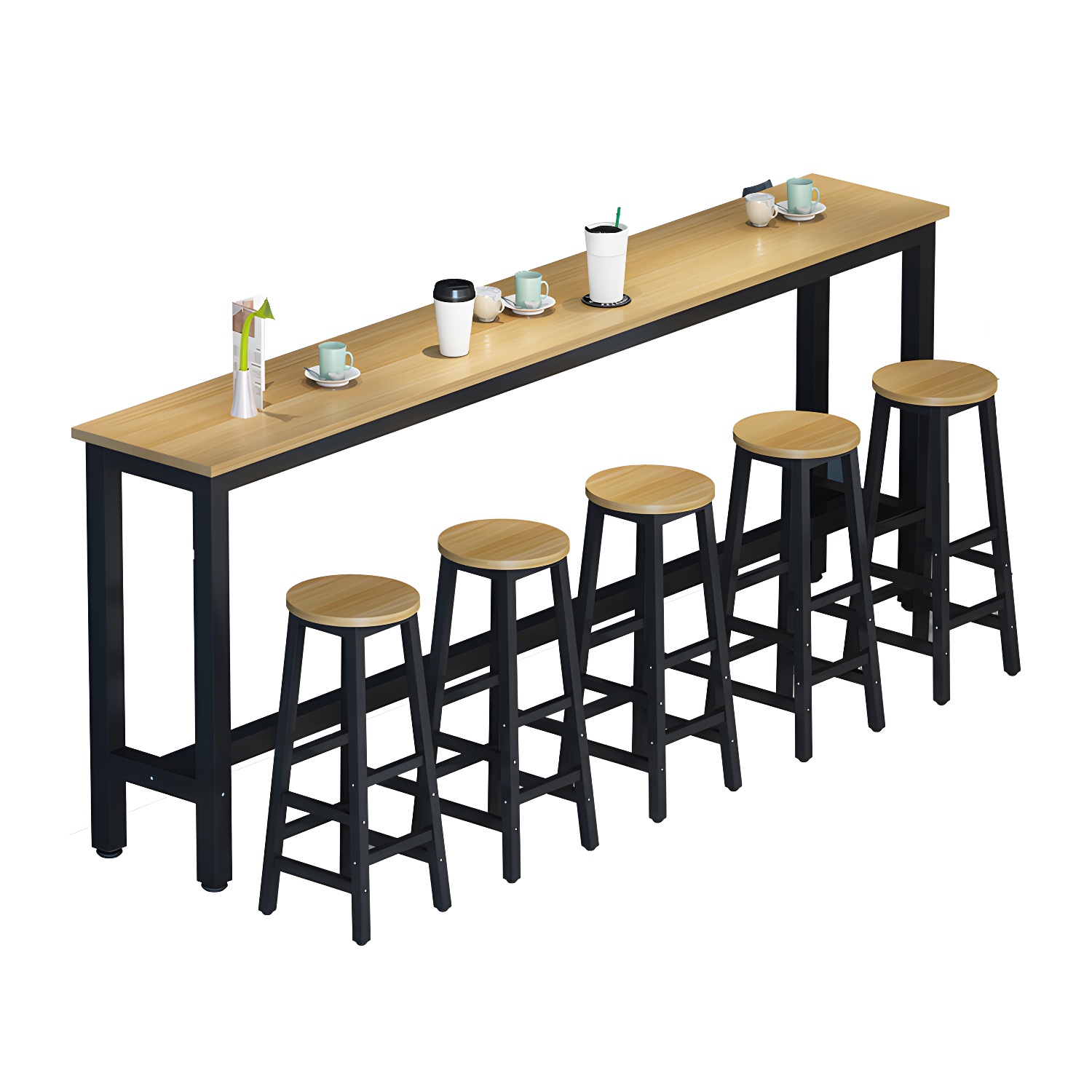 Contemporary Rectangle Wood Bar Height Cocktail Table for Dining Room