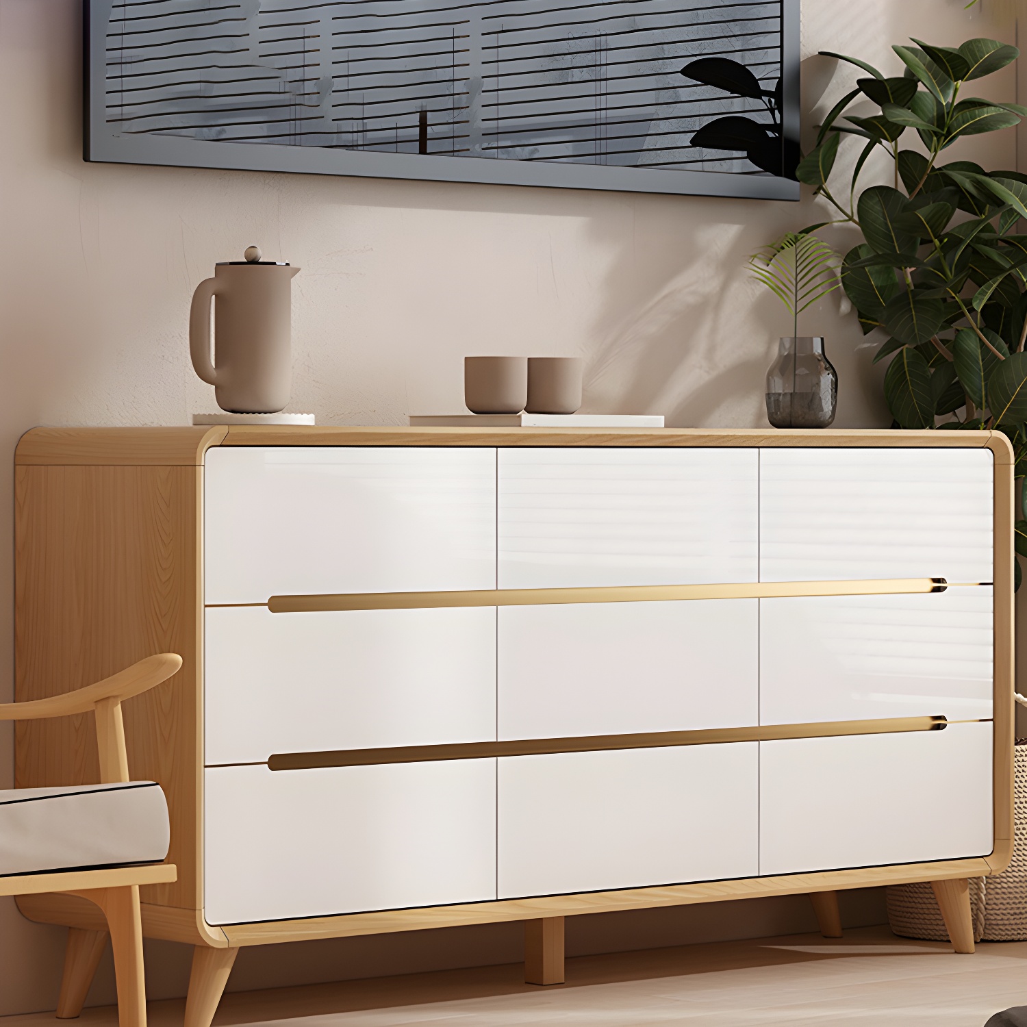Scandinavian Storage Chest Dresser with Soft-Close Drawers for Home