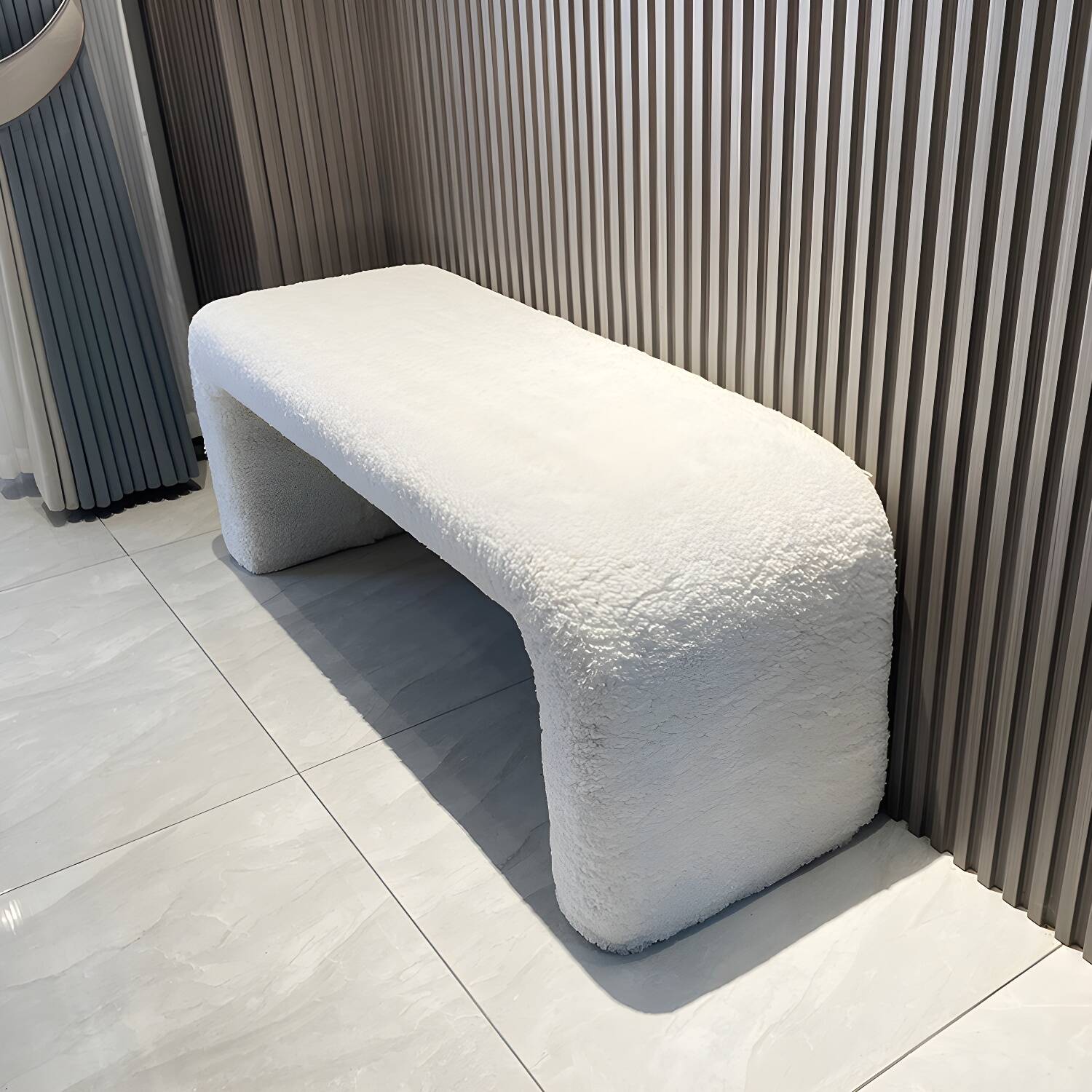 No Distressing Modern Stain Resistant Upholstered Bench with Legs