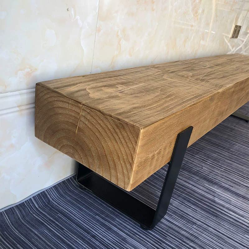 Wood and Metal Modern Home Solid Colour Bench with Metal Legs