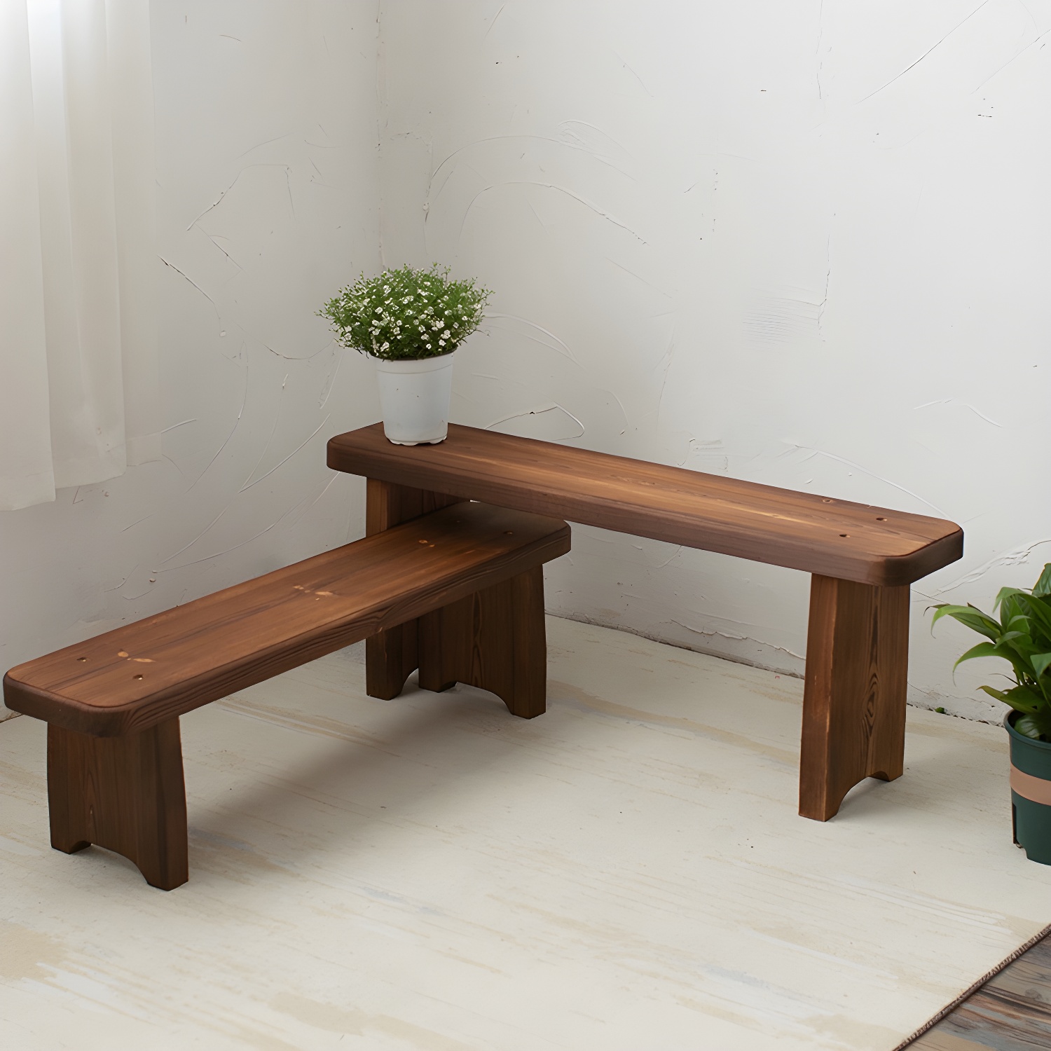 Solid Colour Rub Through Traditional Solid Wood Bench with Legs