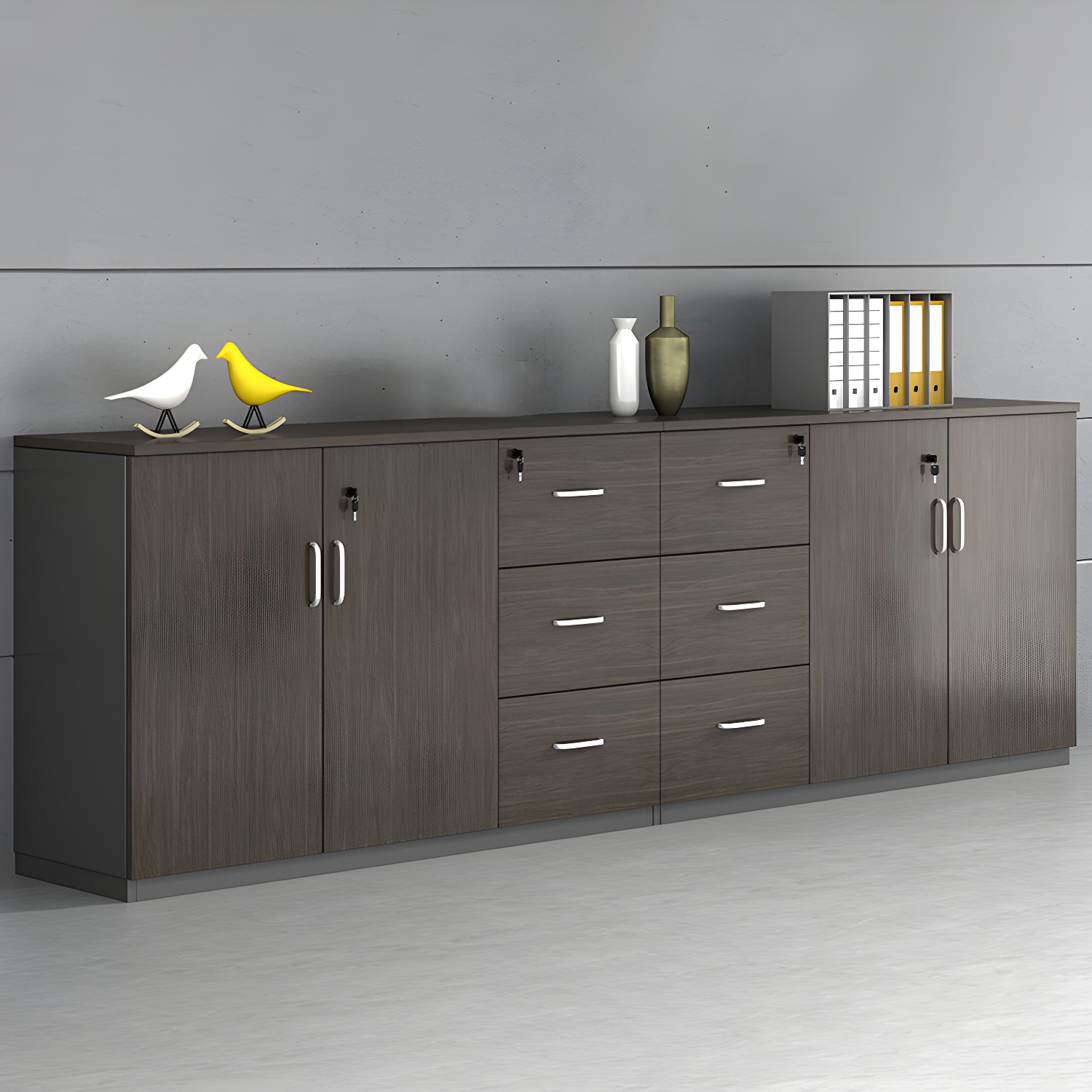 Modern Wood Filing Cabinet Lateral with Doors for Home Office