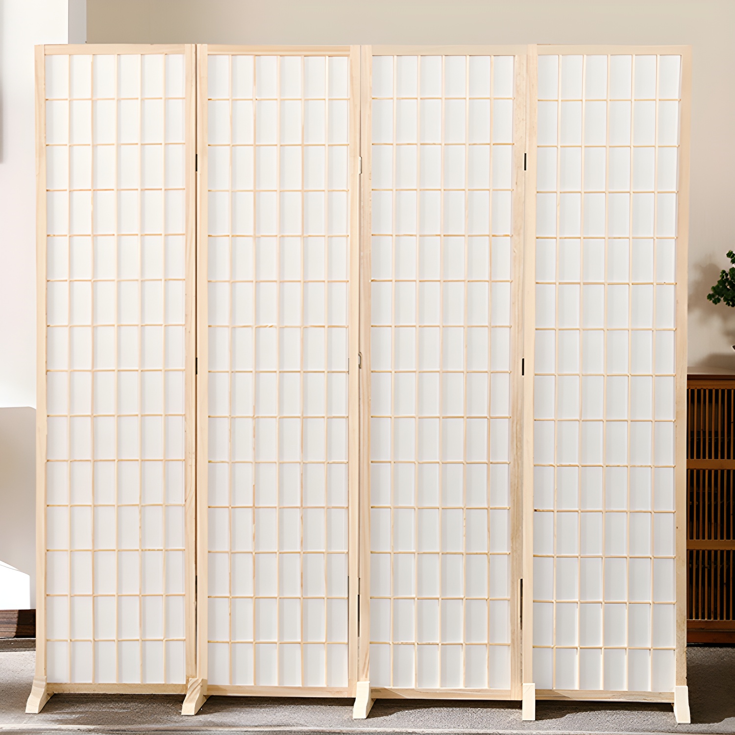 Pine Wood Japanese Shoji 3-panel Room Divider Privacy Screen - 70.8" W