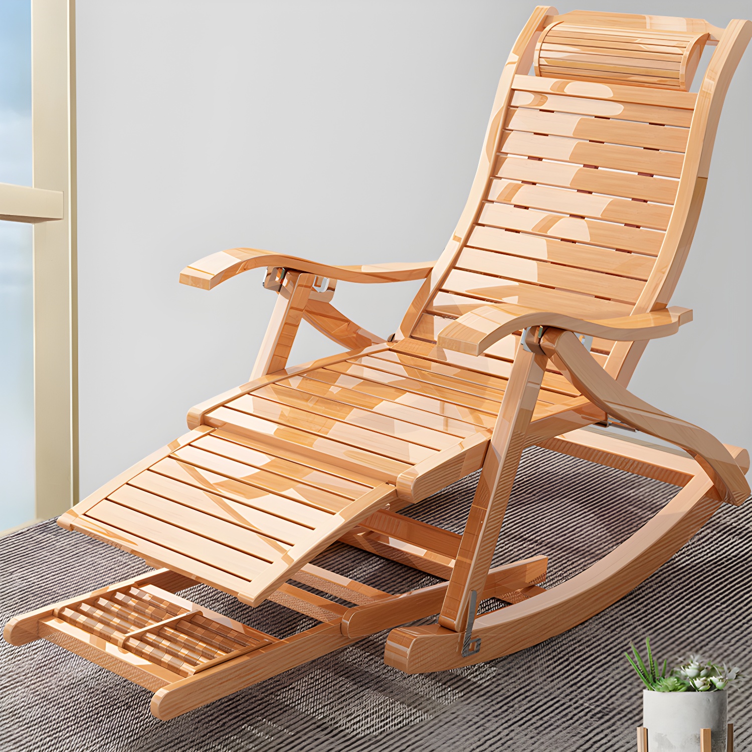 Rocking Accent Chair Wooden Farmhouse Living Room Ladder Reclining