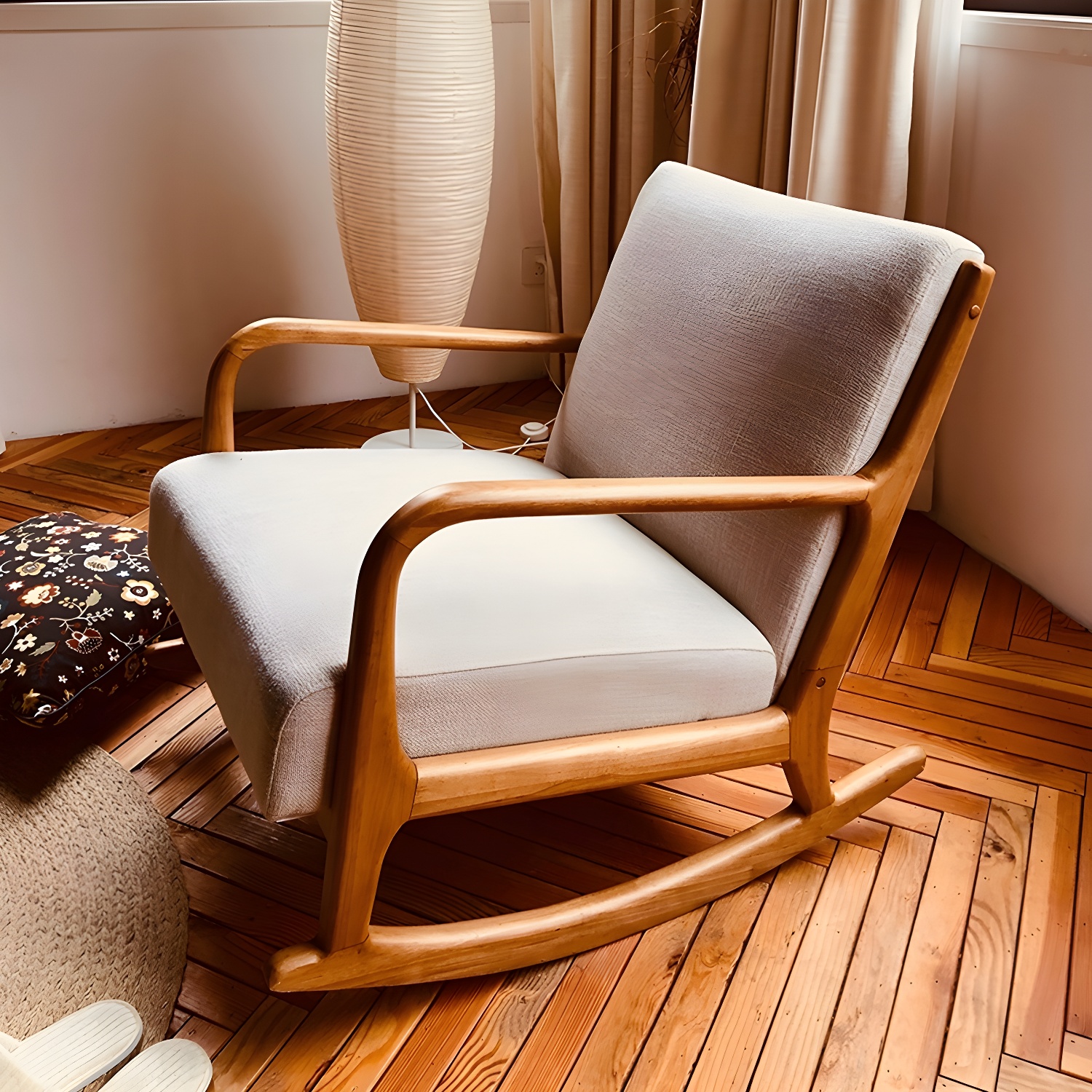 Rocking Chair Solid Wood Farmhouse Living Room Spindle Reclining