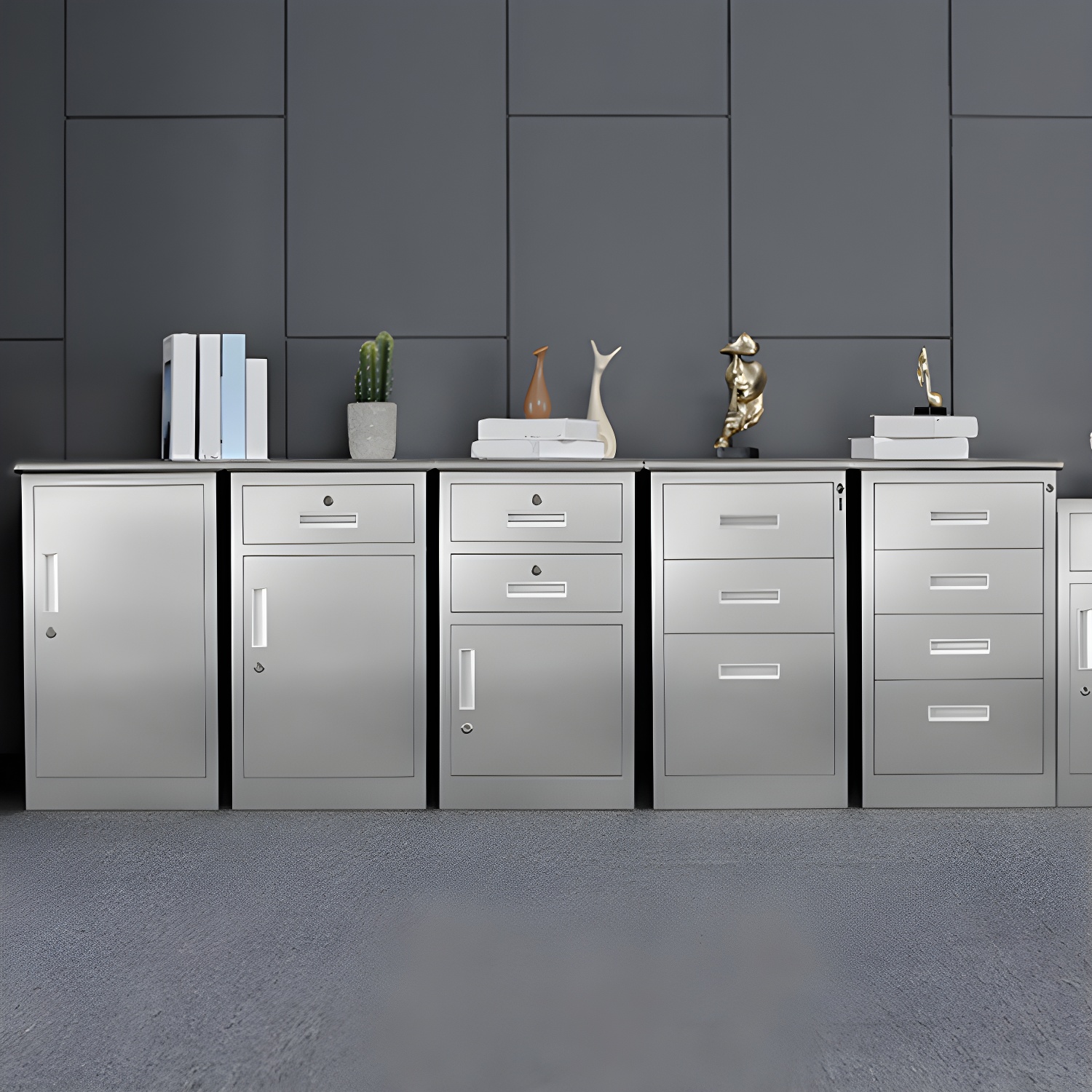 Modern Steel Filing Cabinet Shape in Rectangular with Storage