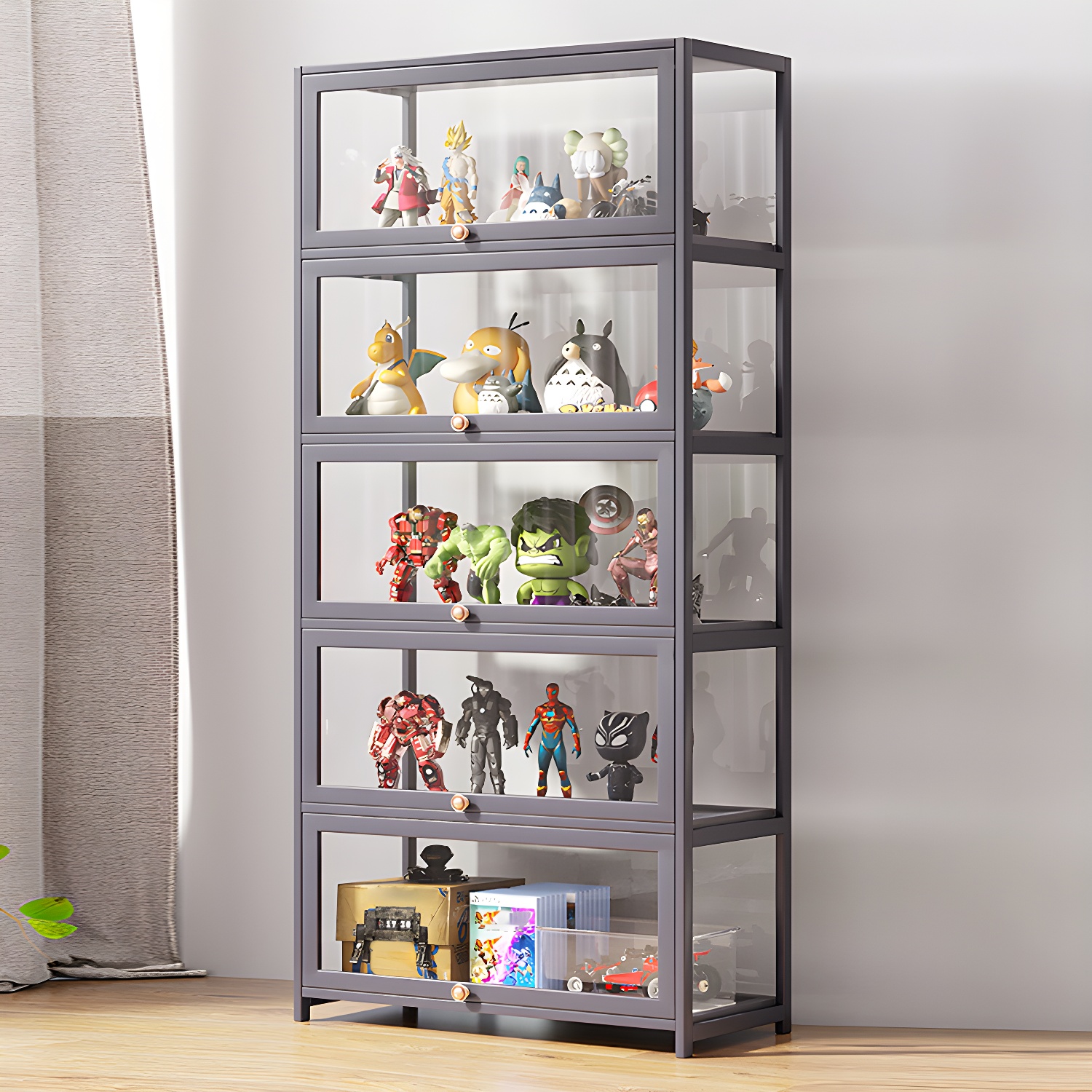 Contemporary Bamboo Display Cabinet with Acrylic Door for Living Room