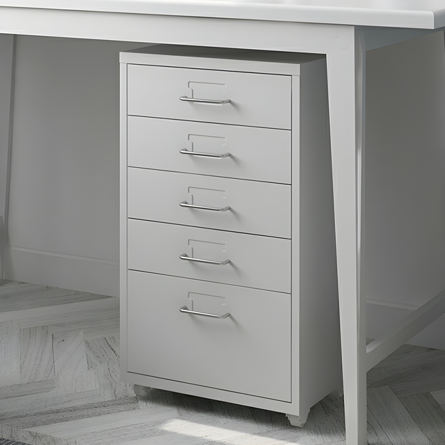 Contemporary File Cabinets in Various Colours with Drawers and 4 Pulley Feet for Office