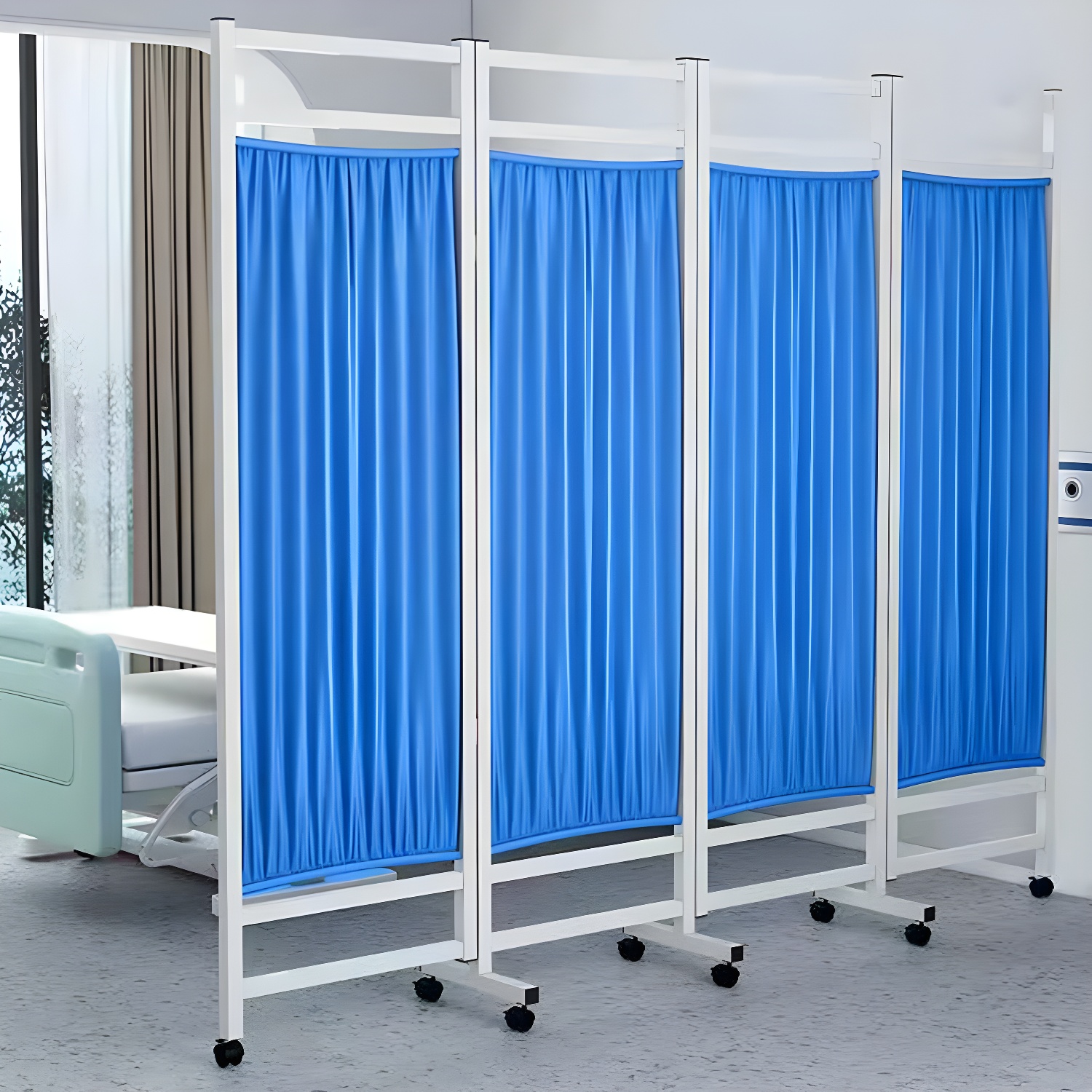 70.87" Tall Iron Folding Medical Privacy Screen with Casters