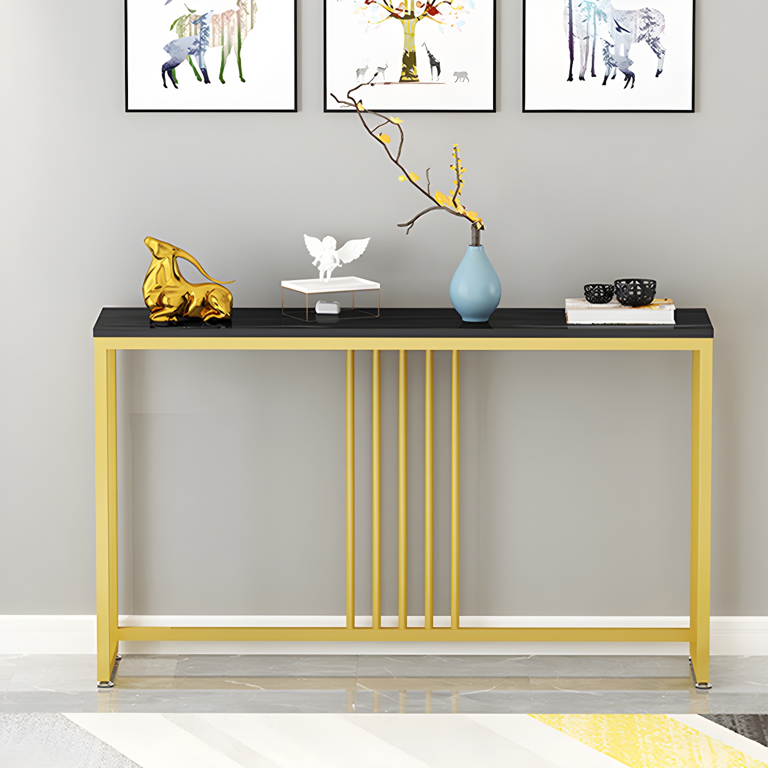 Contemporary Style Console Sofa Table Rectangle Wood for Hall