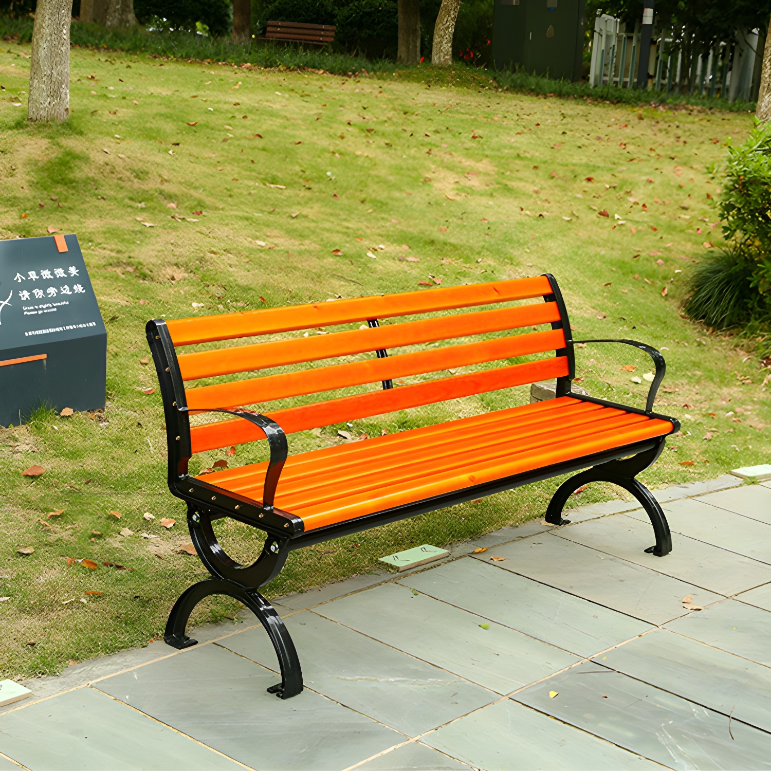 Contemporary Park Bench Water Corrosion and Rust Resistant 15.7" W