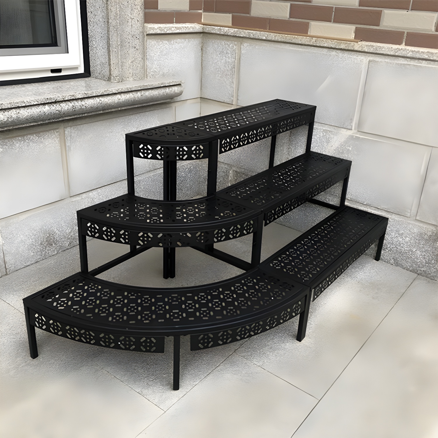 Modern Metal Plant Stand with Shelves and Legs - Brown for Balcony