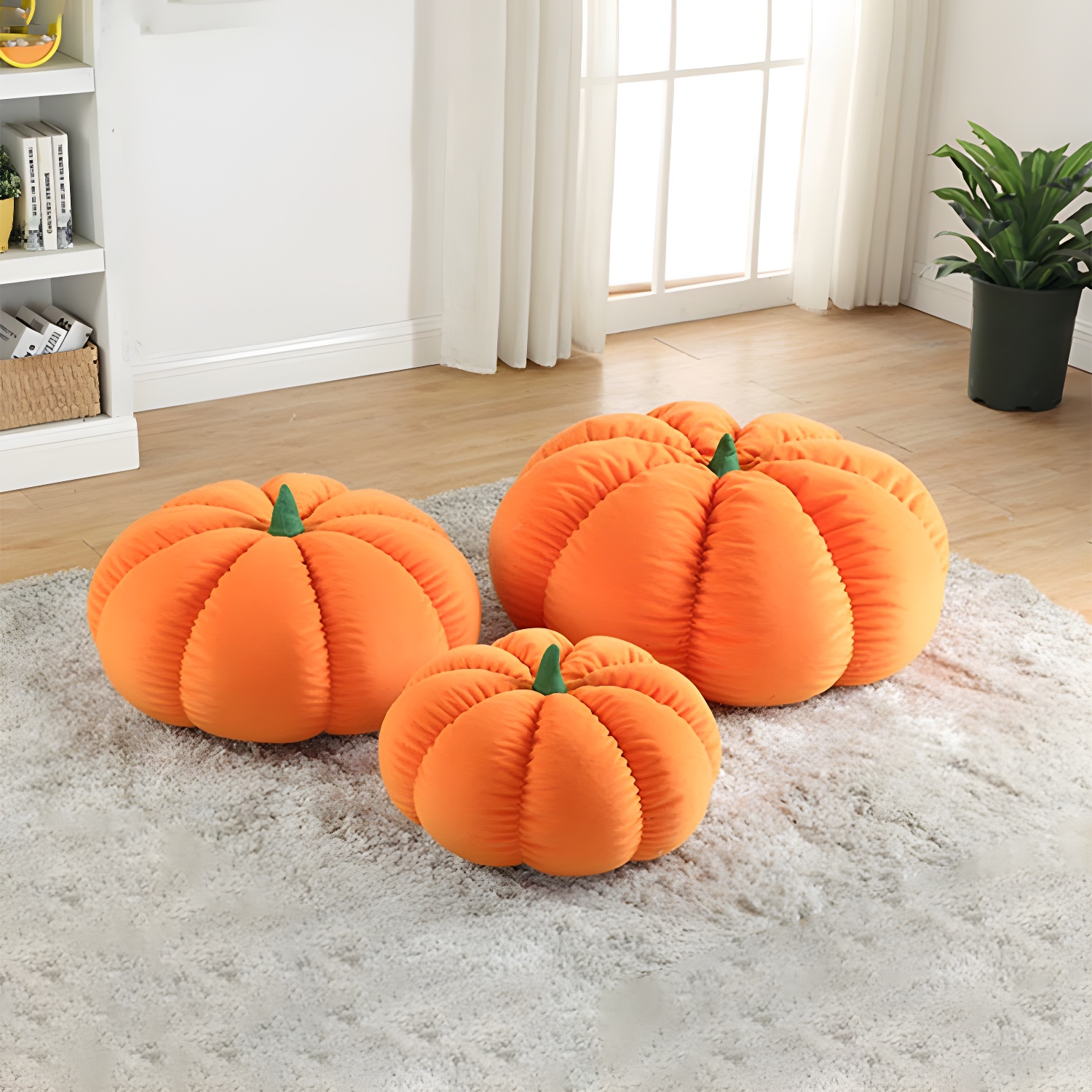 Vibrant Orange Fabric Bean Bag Chair with Removable Cover and Comfortable Polypropylene Bean Filling