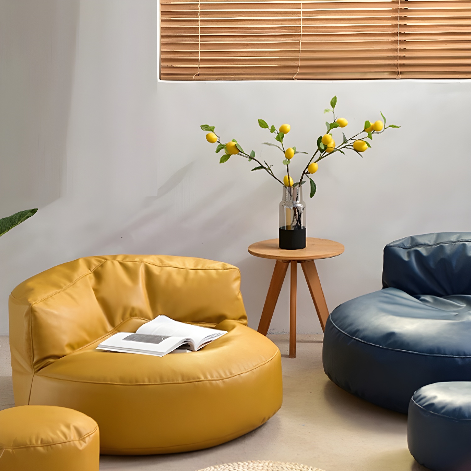 Large Faux Leather Bean Bag Set with Zipper Closure and Water Resistance