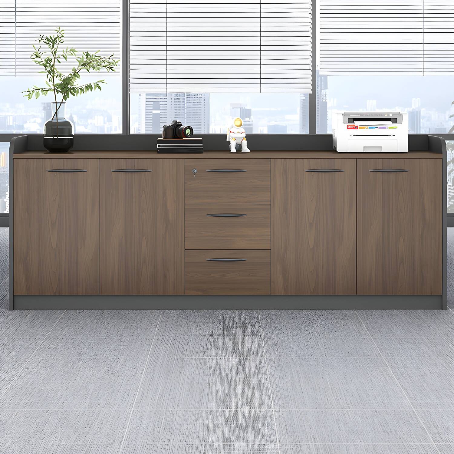 Modern Wood Lateral Filing Cabinet with Shelves, Large Size, and Durable Construction