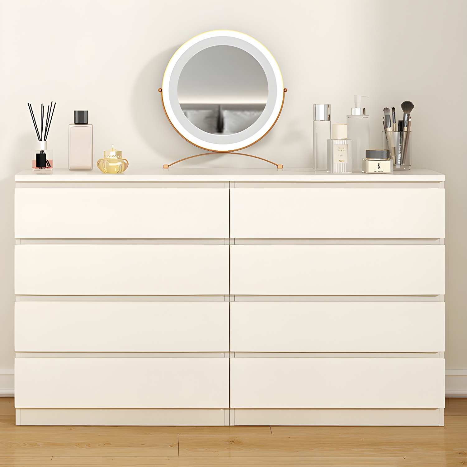 Modern Wood Dresser with Soft Close Drawers and Sleek Design