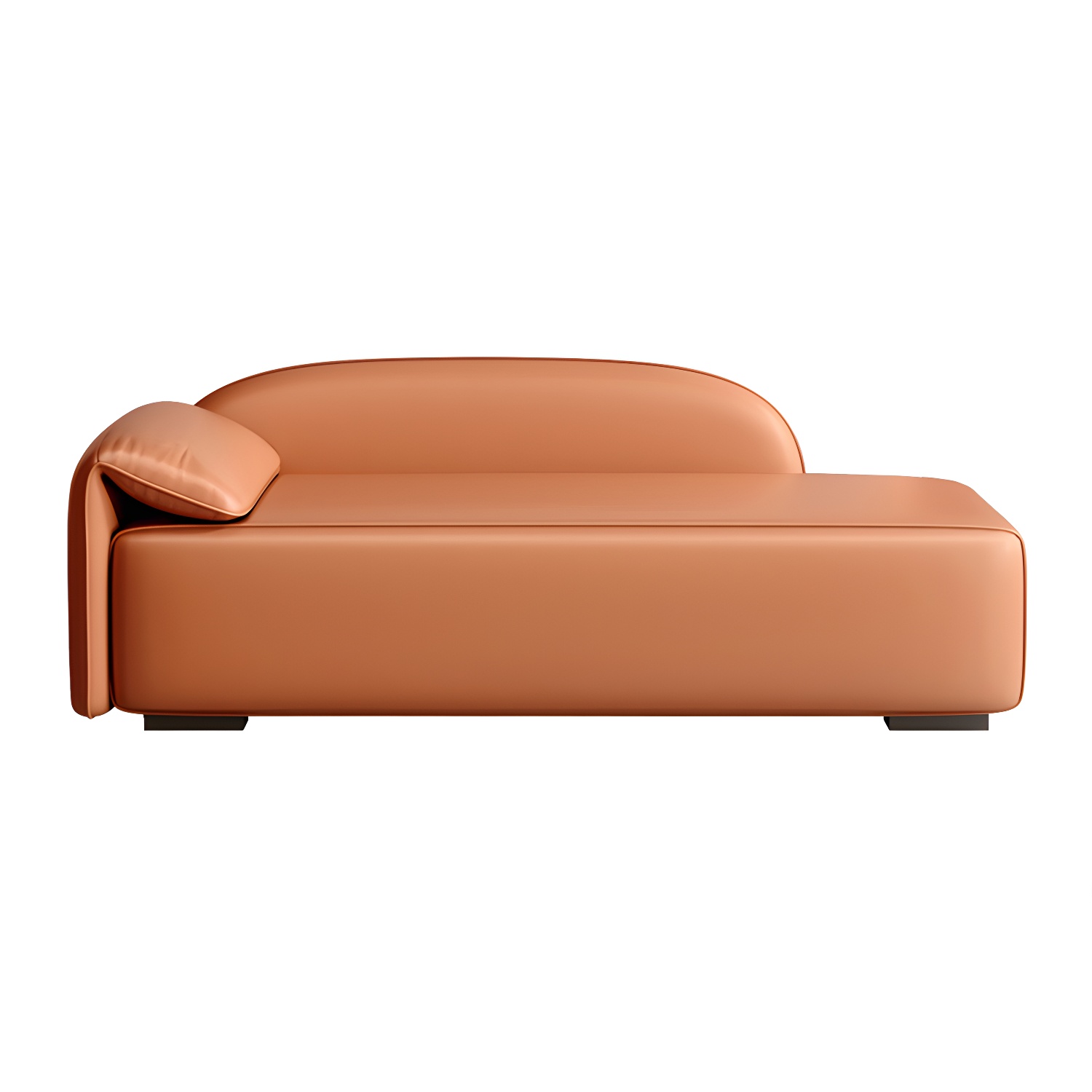 Modern Chaise Lounge with One Arm and Stylish Brown Wood Frame