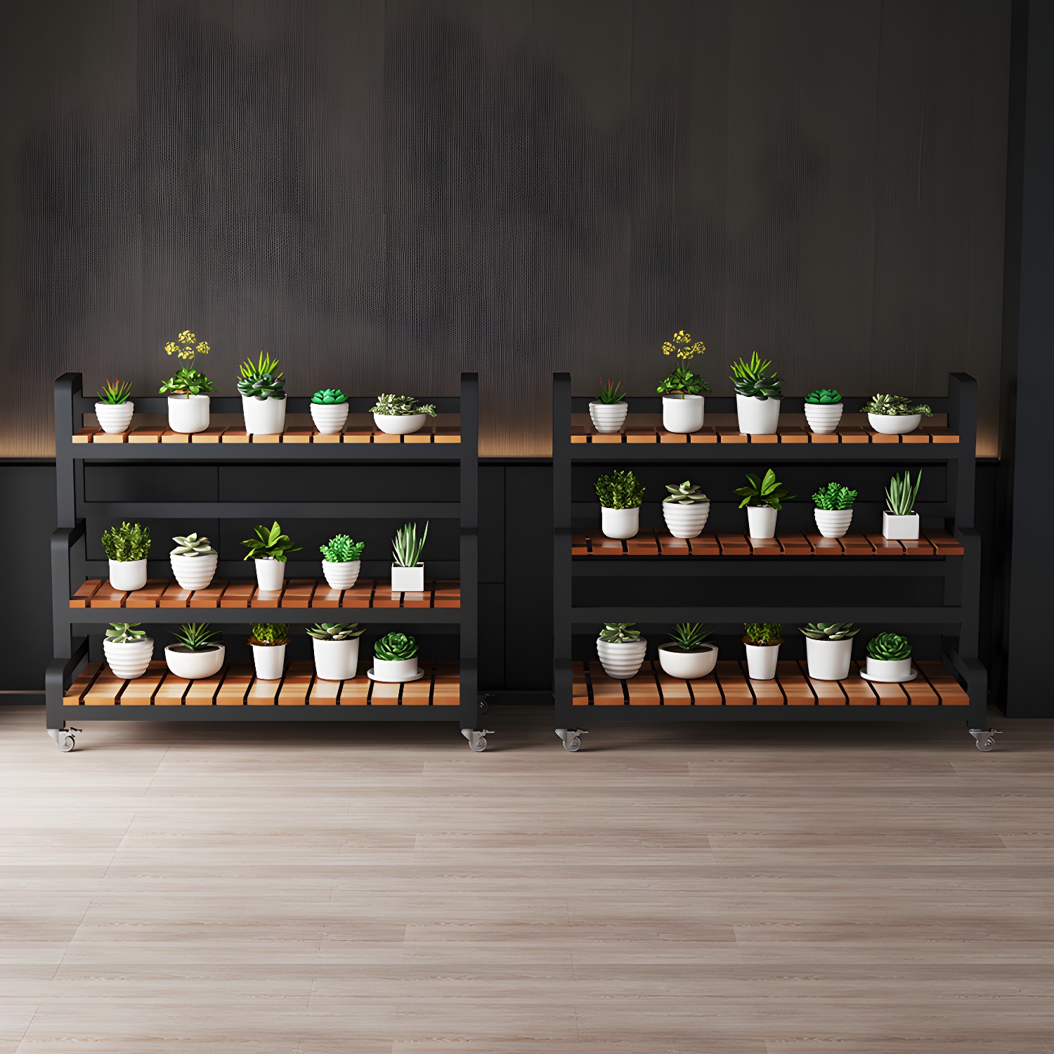 Multi-Tiered Wood Plant Stand with 3 Shelves in Rectangular Design for Stylish Display