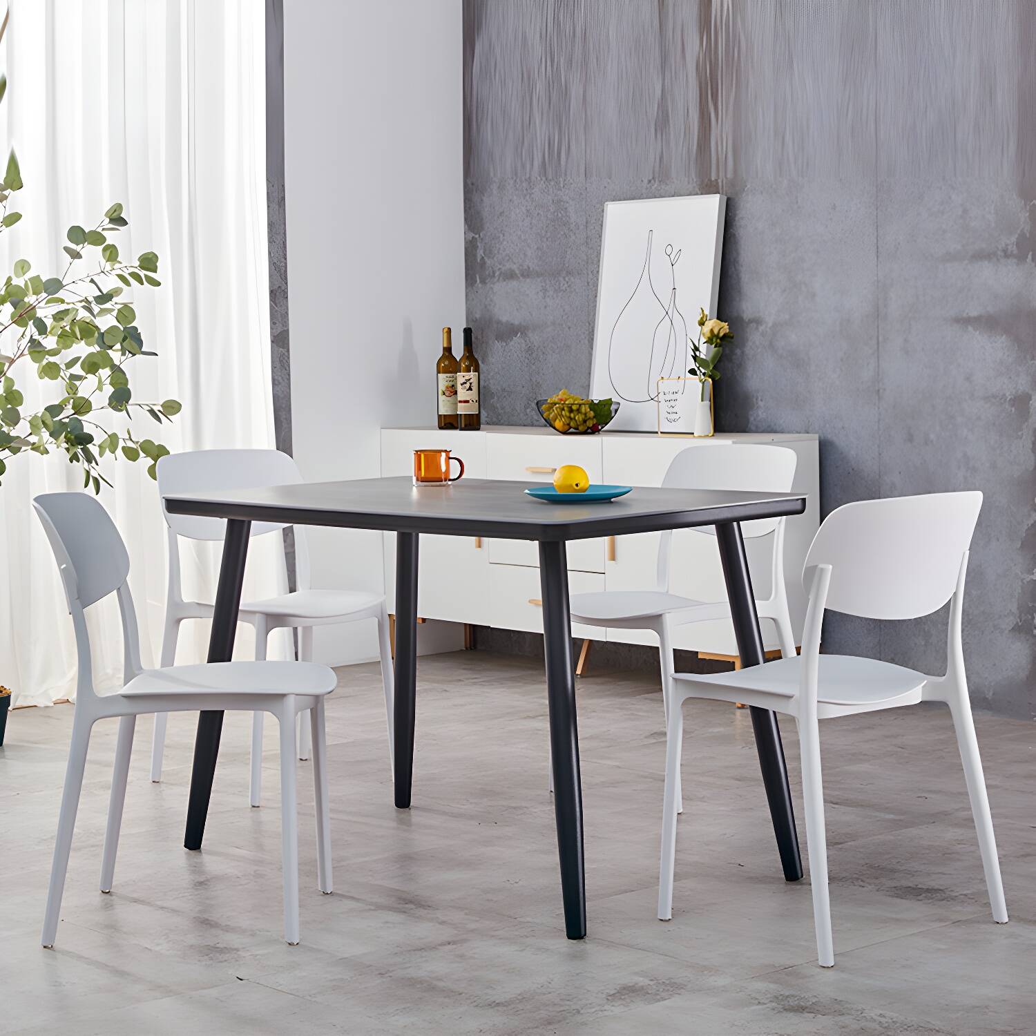 Stackable Open-Back Scandinavian Side Chair in Plastic & Acrylic for Kitchen & Dining