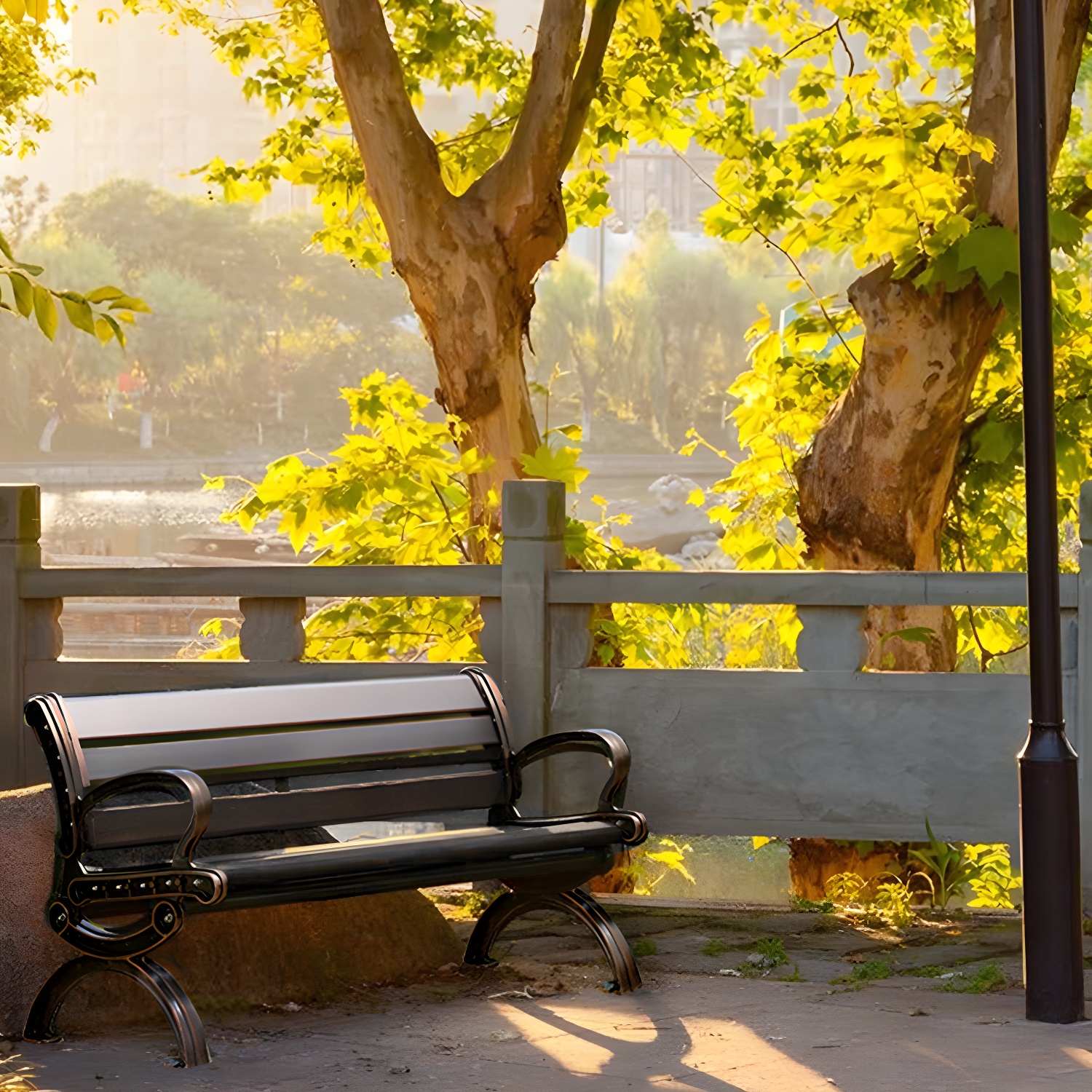 Industrial Metal Park Bench with Waterproof Aluminum Seat, Back, and Curved Arms