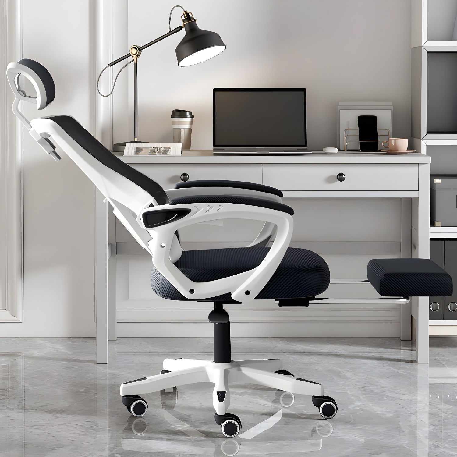 Swivel Task Chair with High-Back Mesh and Adjustable Lumbar Support for Modern Office