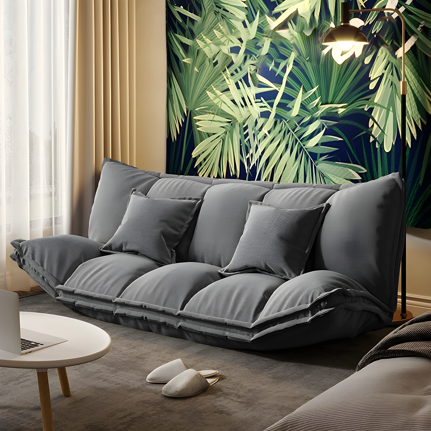 Linen Bean Bag Chair Set with Removable and Machine Washable Cover, Pre-Filled for Extra Comfort