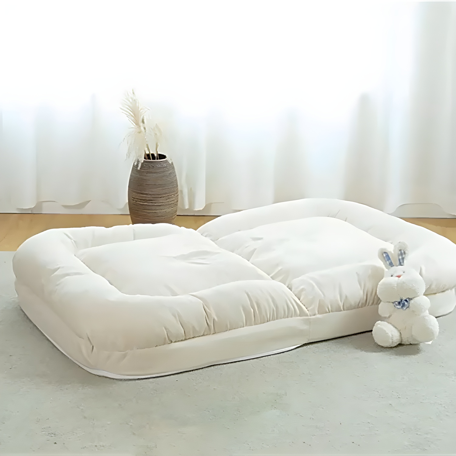 Comfy Sponge Bean Bag Lounger with Removable Cover in a Solid Colour for Home
