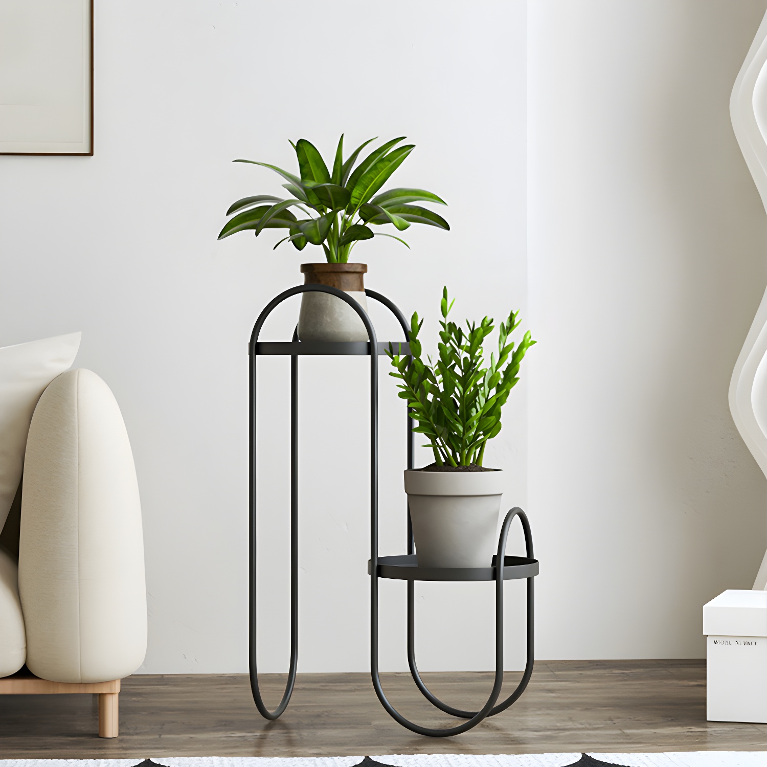 Round Metal Multi-Tiered Plant Stand with 2 Shelves, Sleek Design, and Warranty