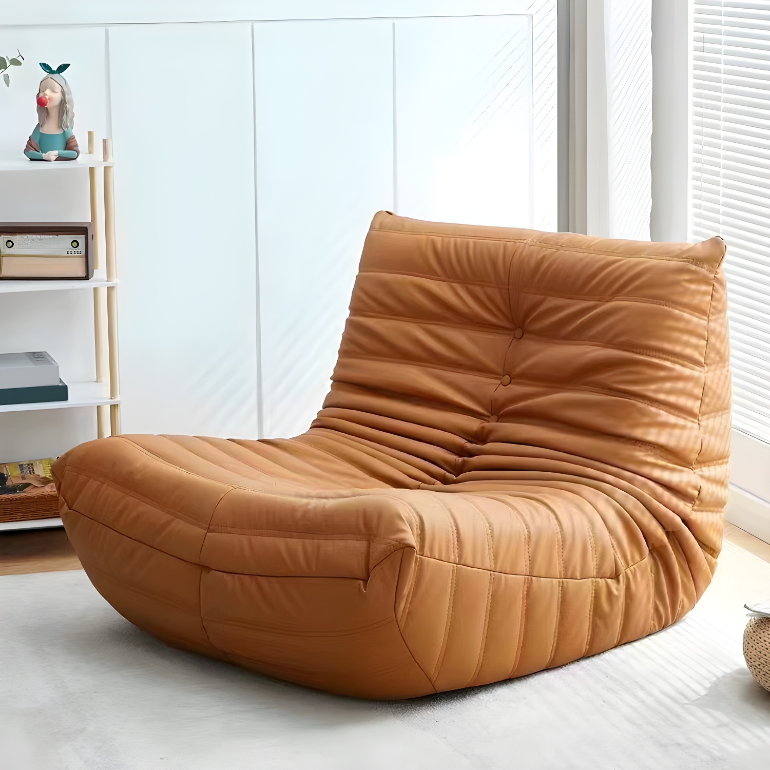 Comfy Sponge Bean Bag Lounger in a Solid Colour, Pre-Filled for Standard Length and Seating Capacity