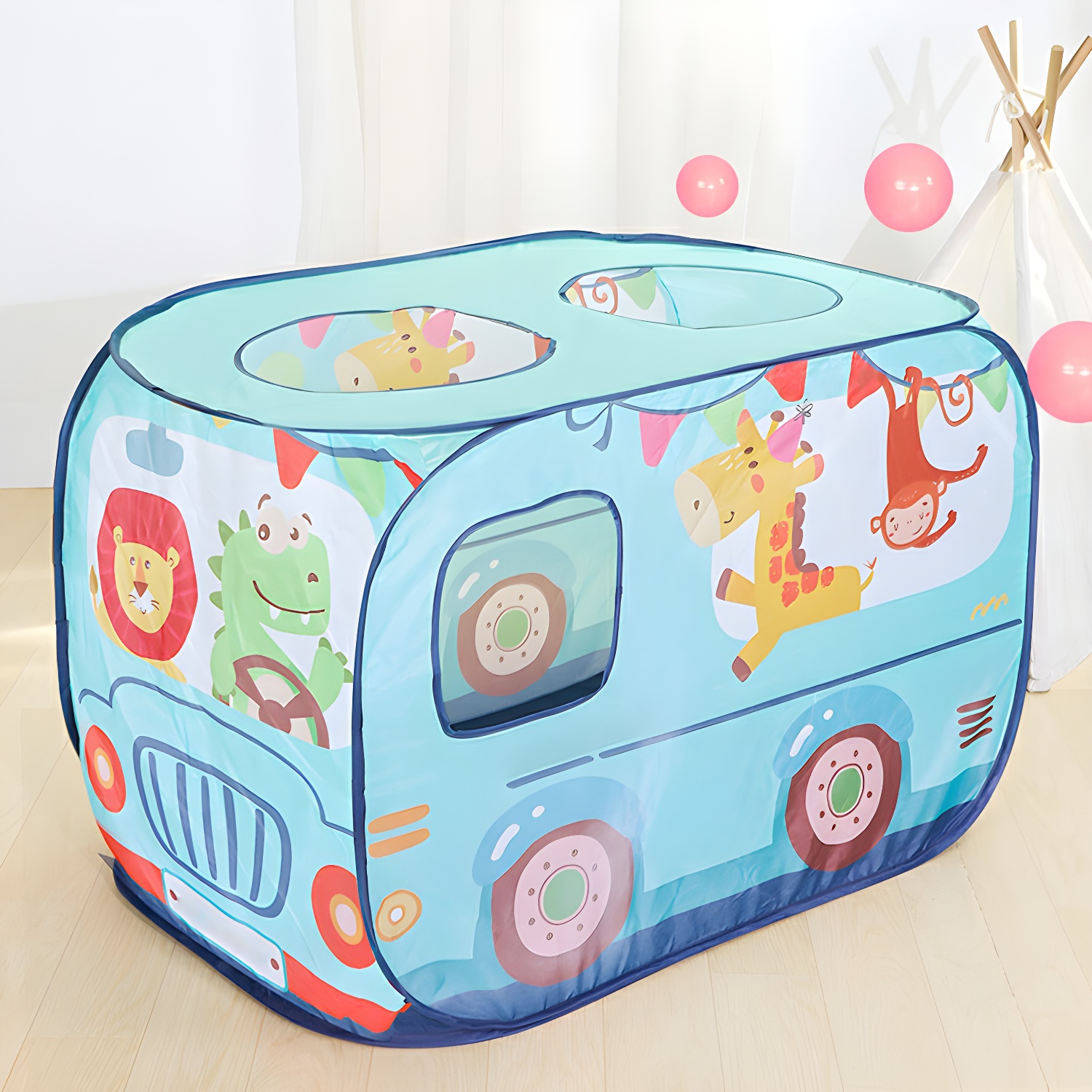 Pop-Up Fabric Play Tent with Windows, Foldable Design & Waterproof Durability for Indoor/Outdoor Use