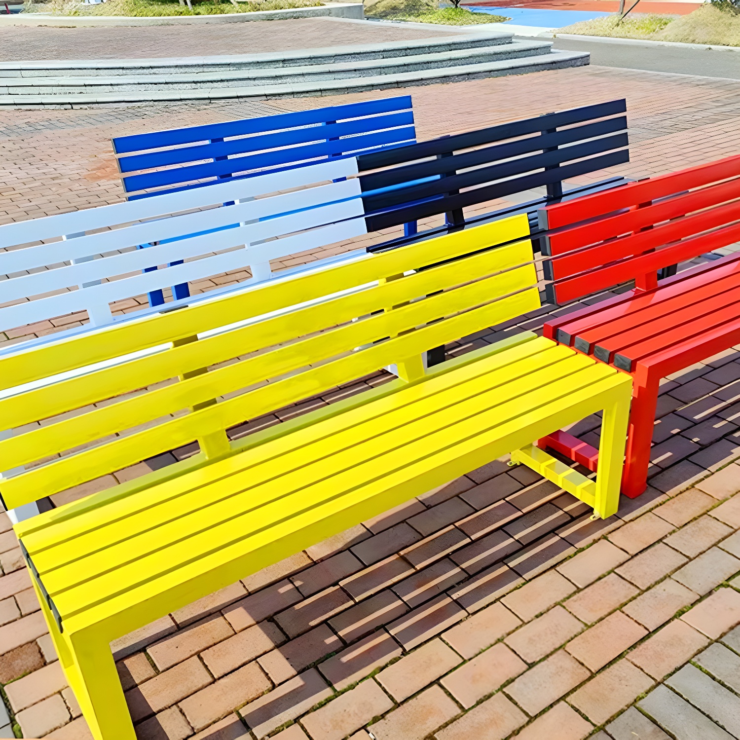 Water Resistant Metal Picnic Bench - Scandinavian Style, Armless with Back, Waterproof Durability