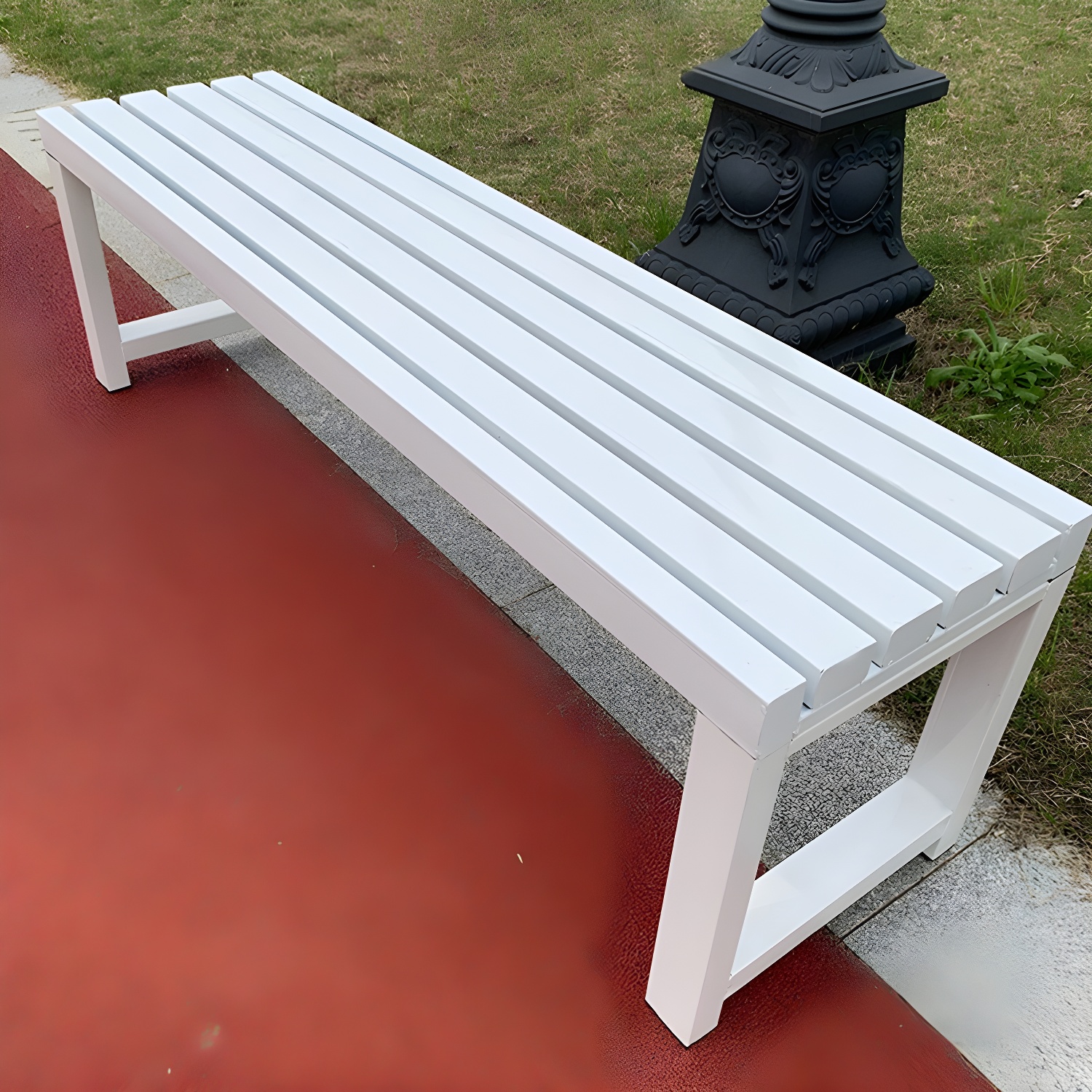 Scandinavian Metal Outdoor Picnic Bench with Waterproof Durability and Armless Design