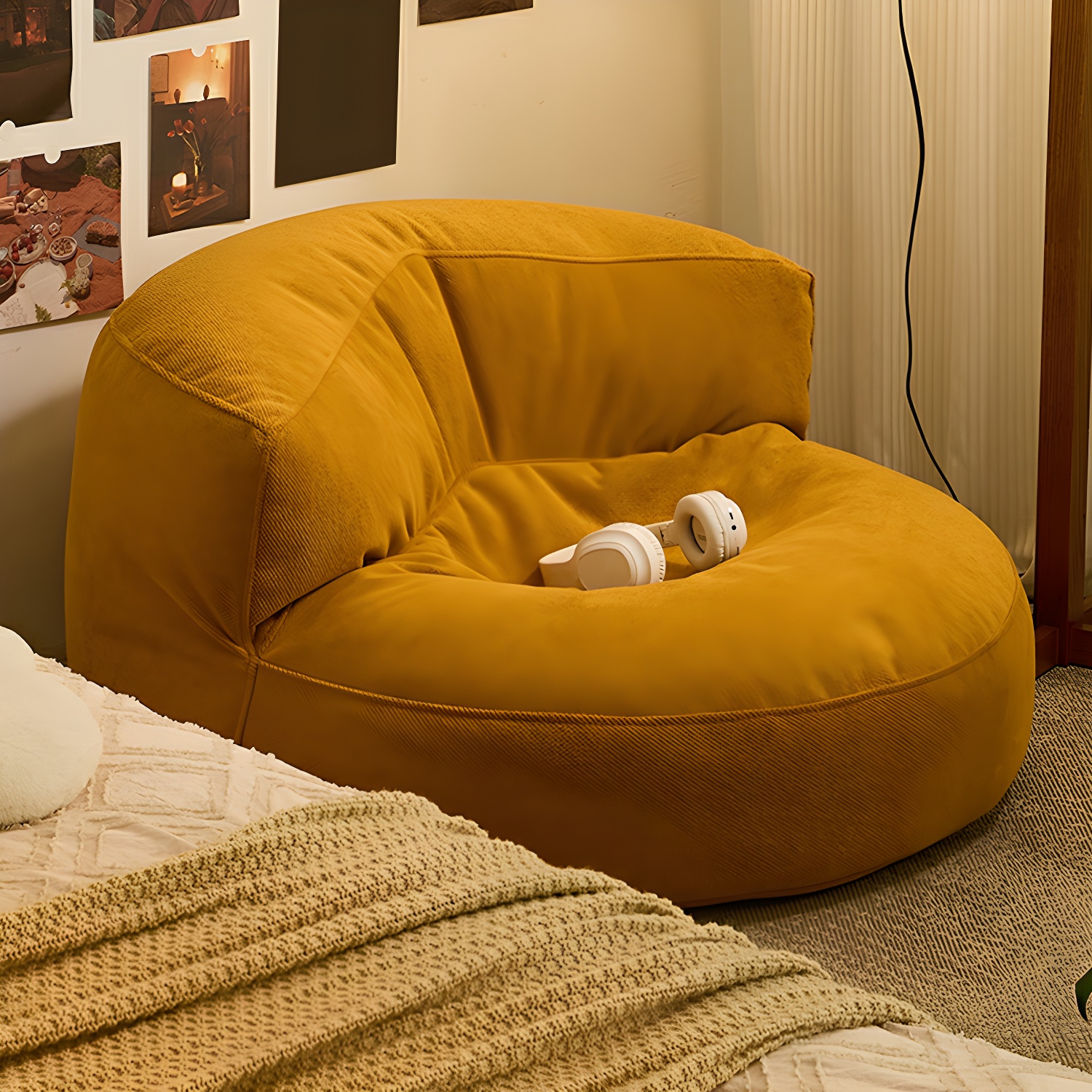 Water Resistant Fabric Bean Bag Chair with Pre-Filled Abrasion Resistance