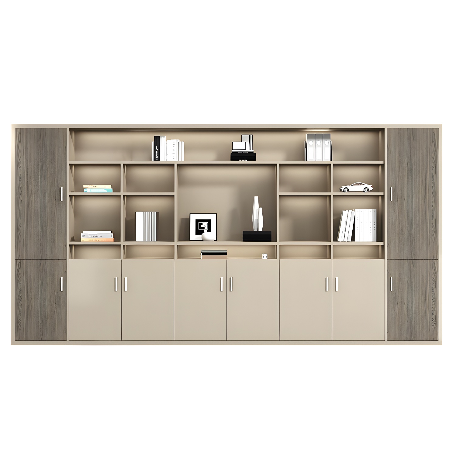 Modern Off-White Vertical Filing Cabinet with Shelves - Stylish and Functional Wood Storage