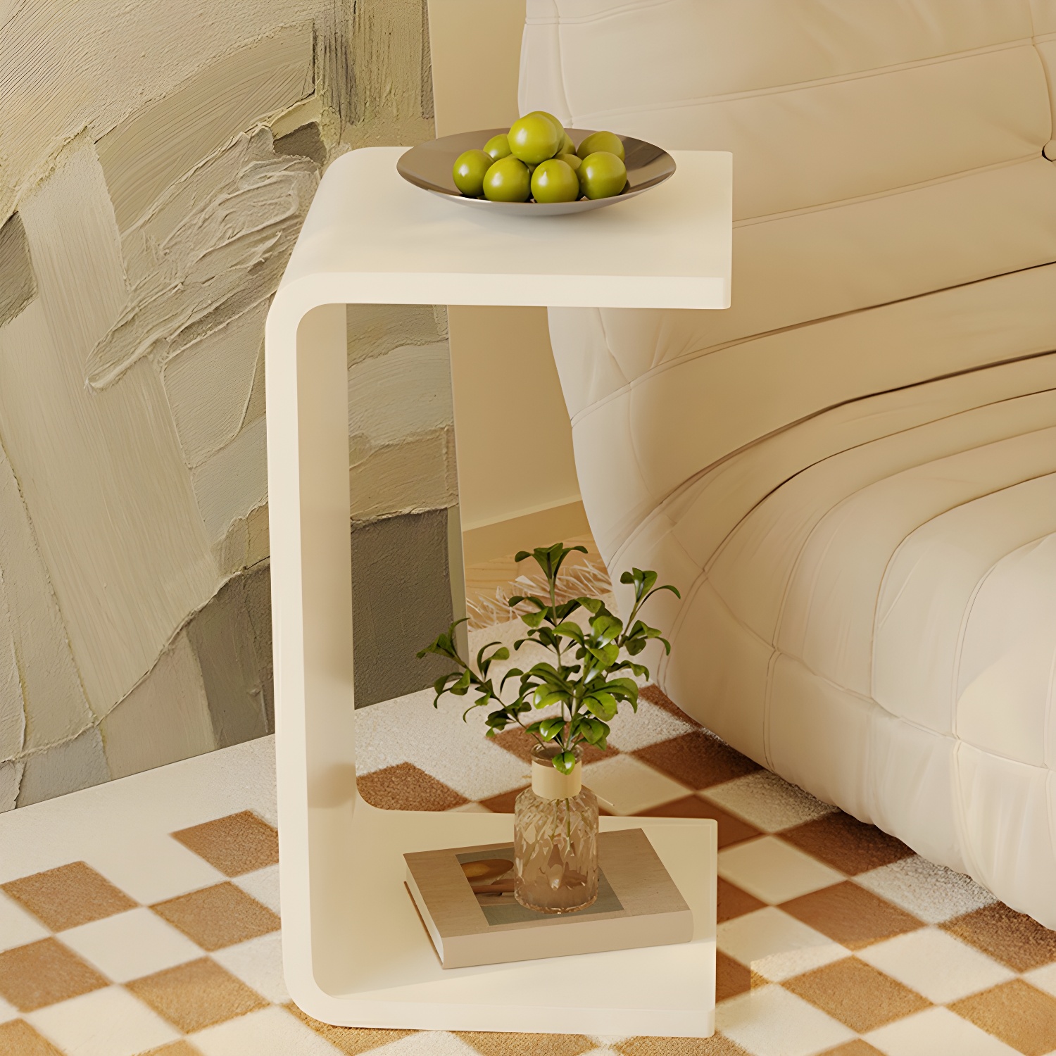 Modern Square Plastic/Acrylic C Table with Small Size and Clear Top